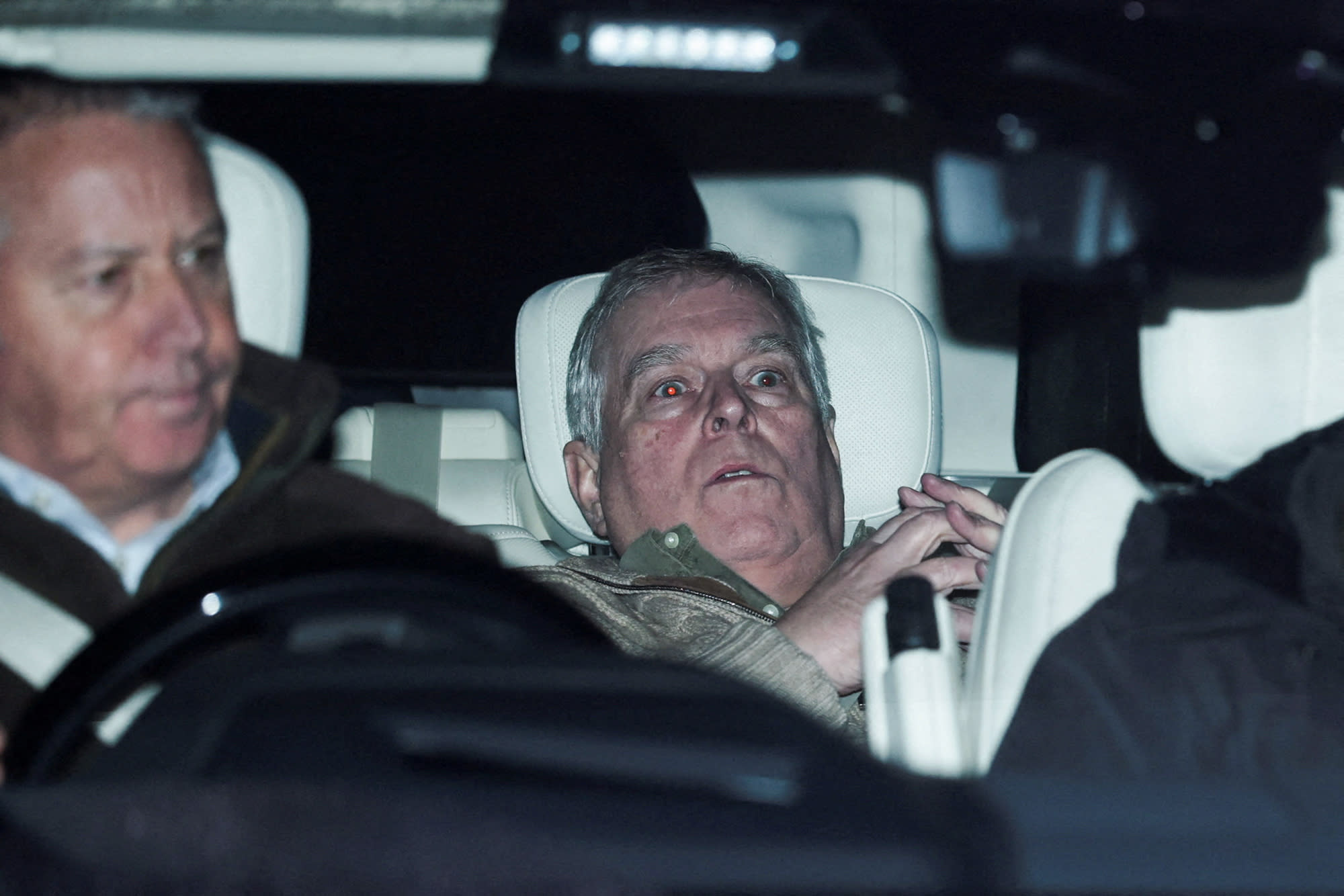 Andrew Mountbatten Windsor seen inside of a car