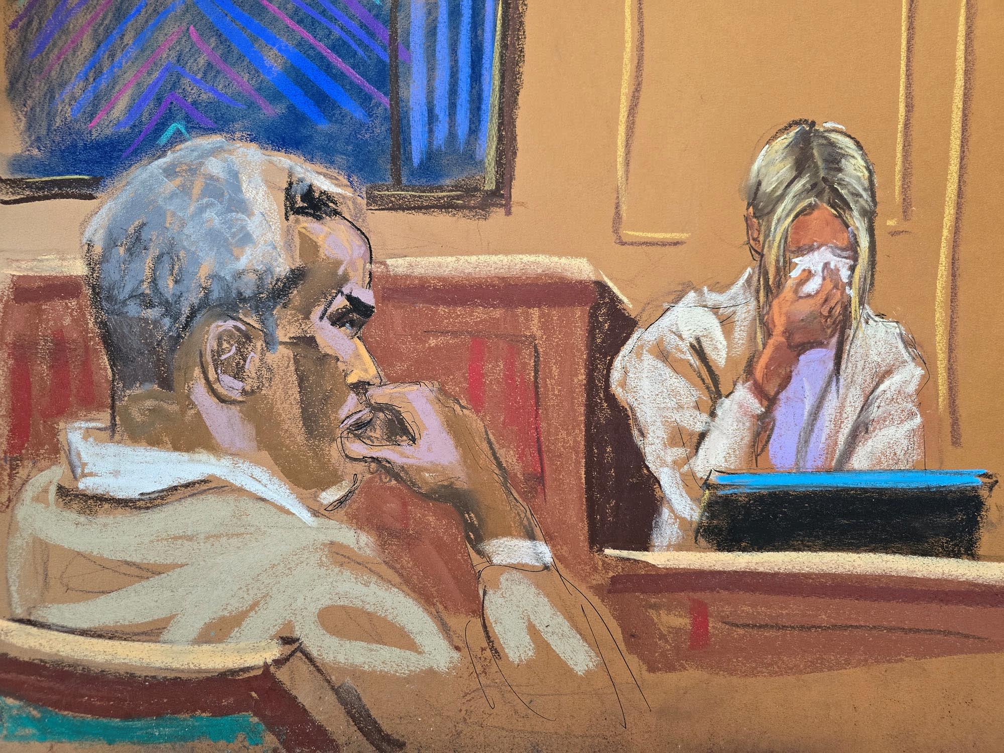 Sean "Diddy" Combs watches as witness "Mia" testifies in Combs' sex trafficking trial in New York City, New York, U.S., May 29, 2025.