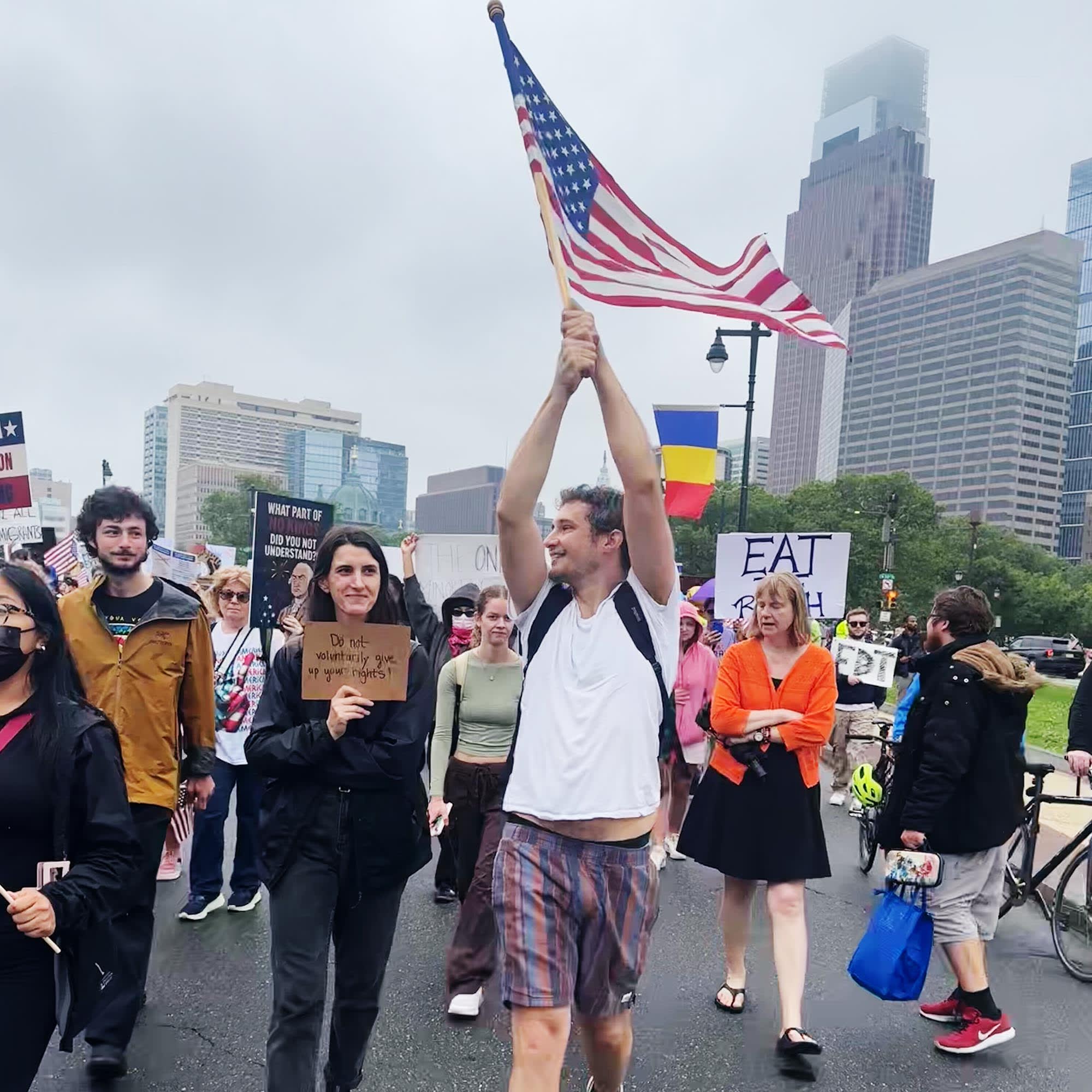 "No Kings Day" protest in Philadelphia.