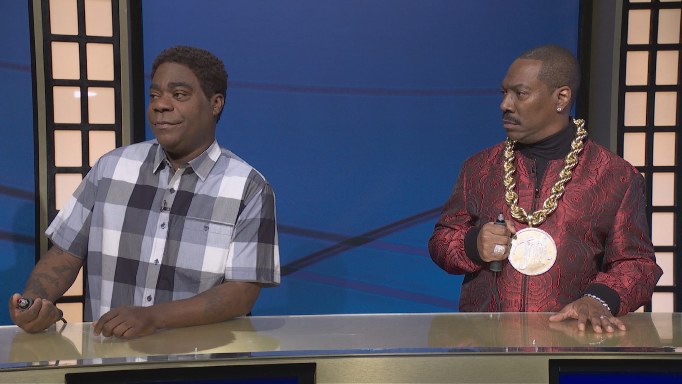 Tracy Morgan and Eddie Murphy on SNL50.