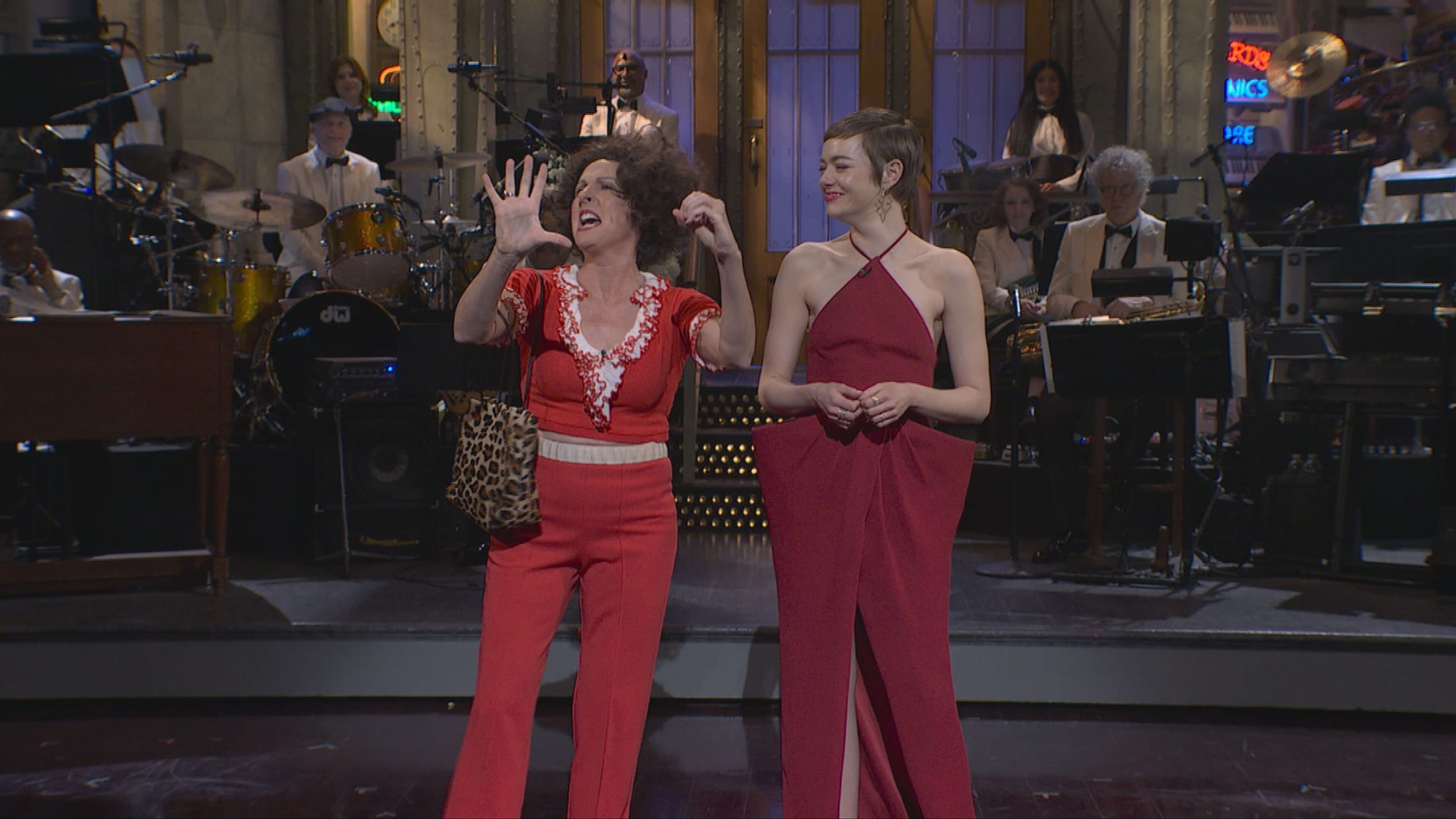 Molly Shannon and Emma Stone on SNL50.