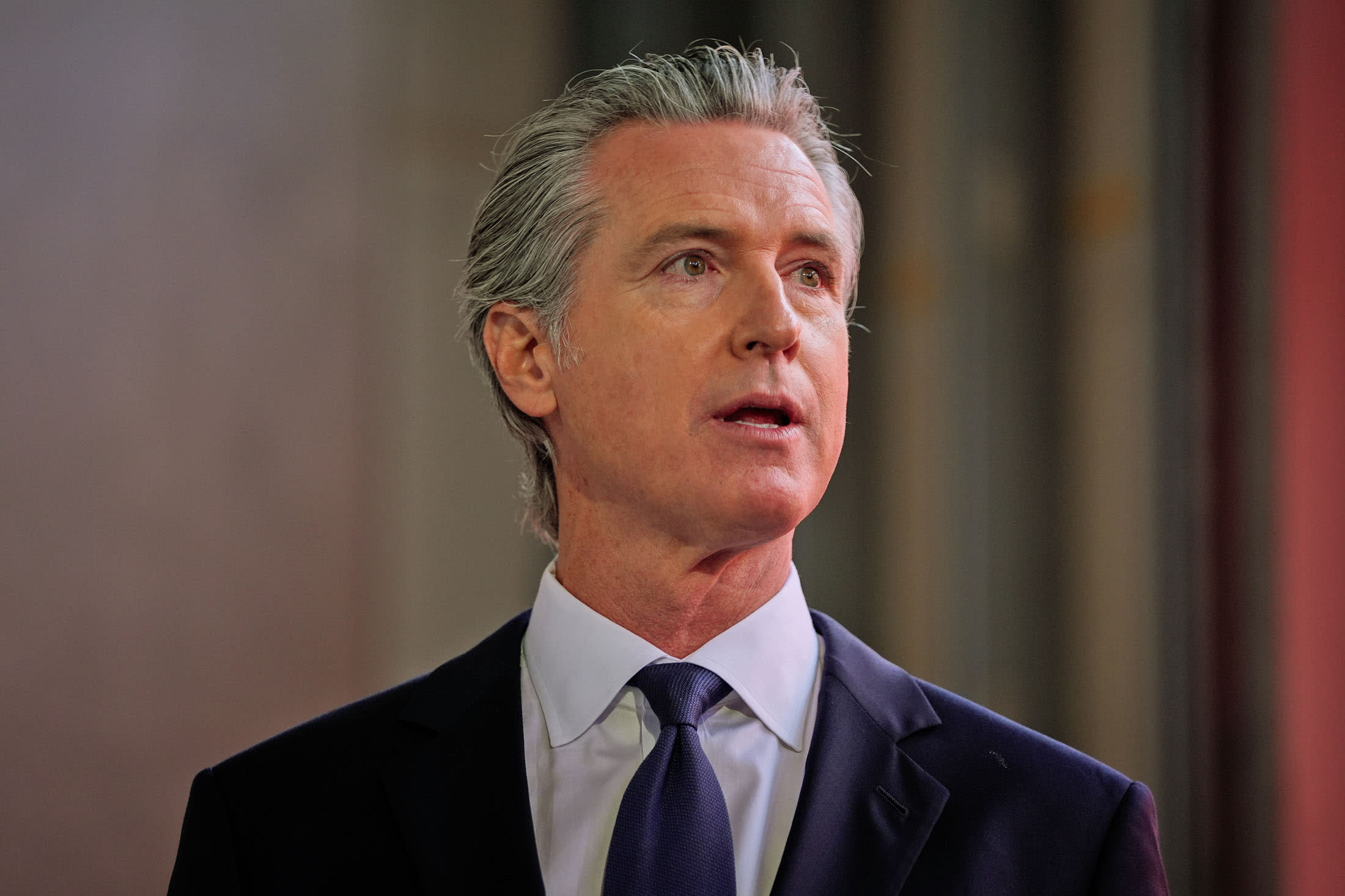 Governor Newsom holds a press conference in Oakland