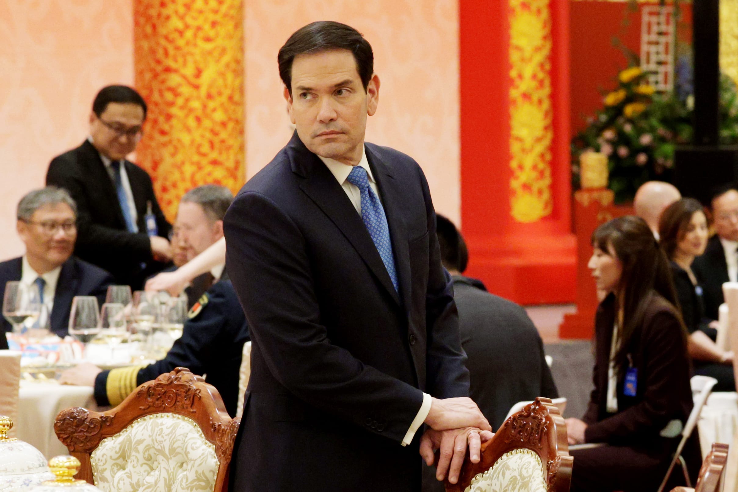 Secretary of State Marco Rubio attends a state banquet in Beijing.