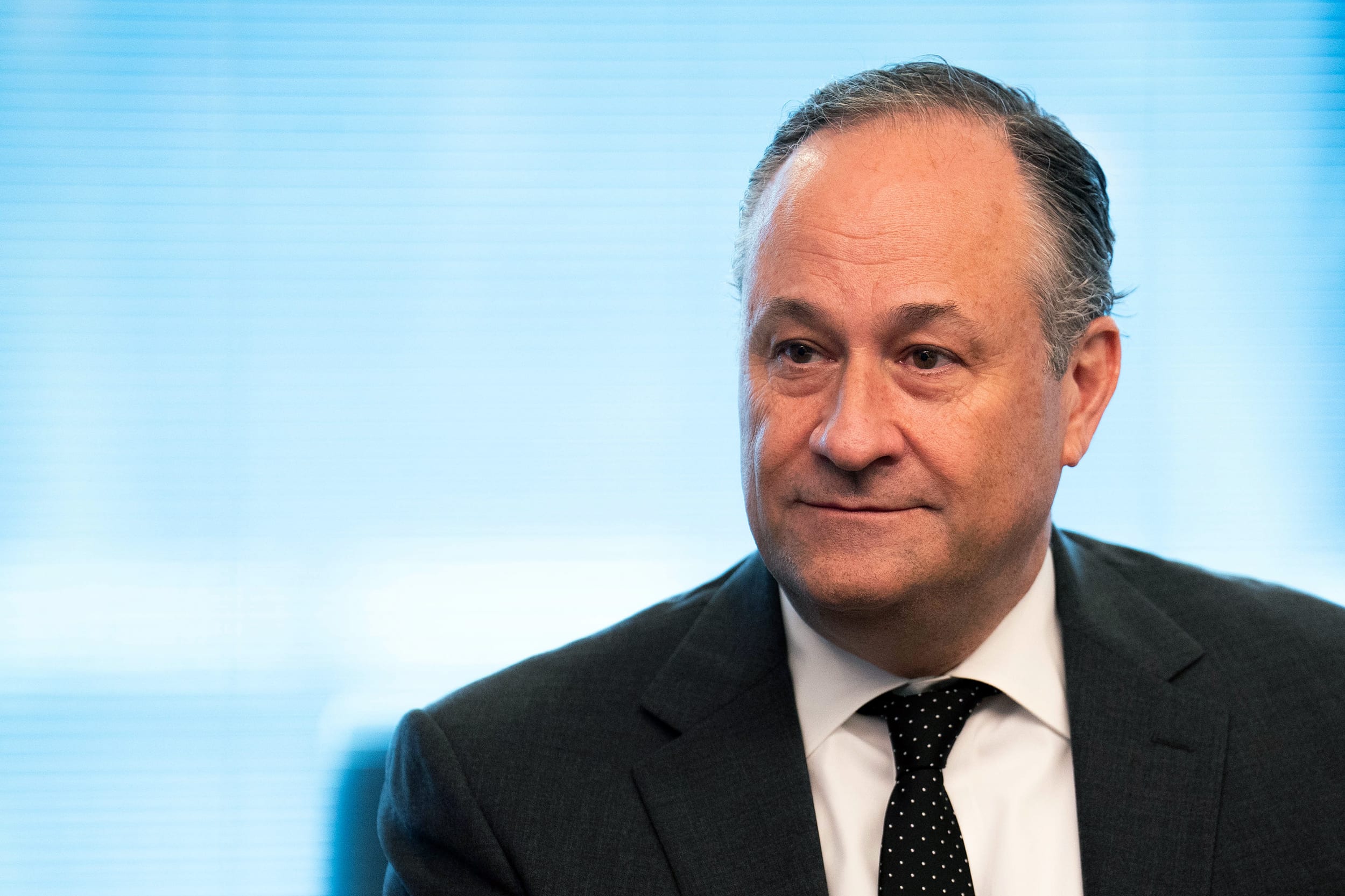 Second Gentleman Douglas Emhoff attends an anti-hate event during a visit to the U.K., on Nov. 2, 2023.