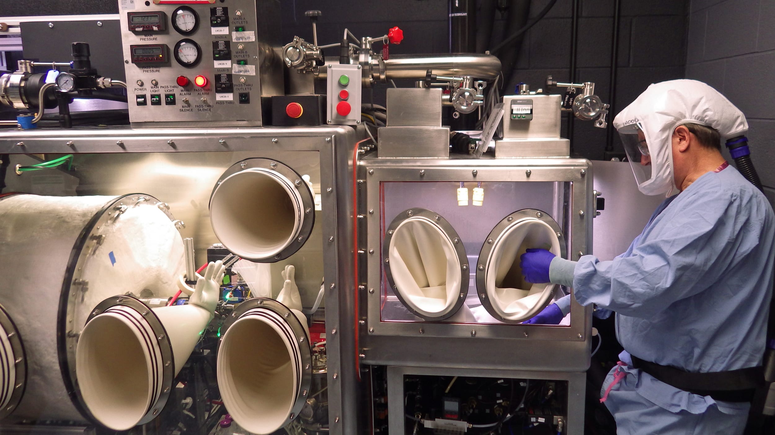 The aerosol chamber at the Department of Homeland Security's biodefense research laboratory.