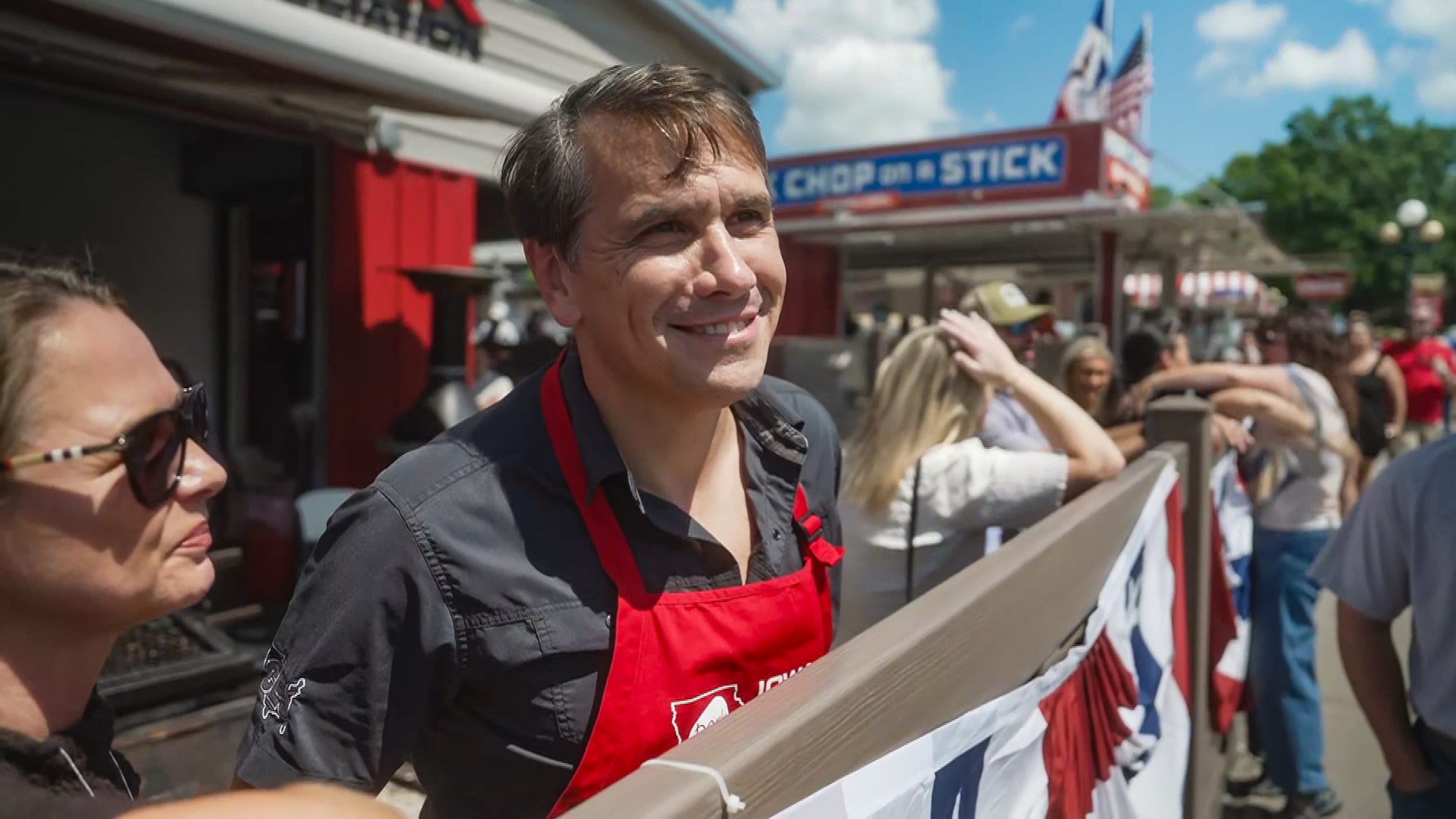 NBC's Jon Allen speaks to United States Attorney General Todd Blanche at the Iowa State Fair on Aug. 20, 2026.