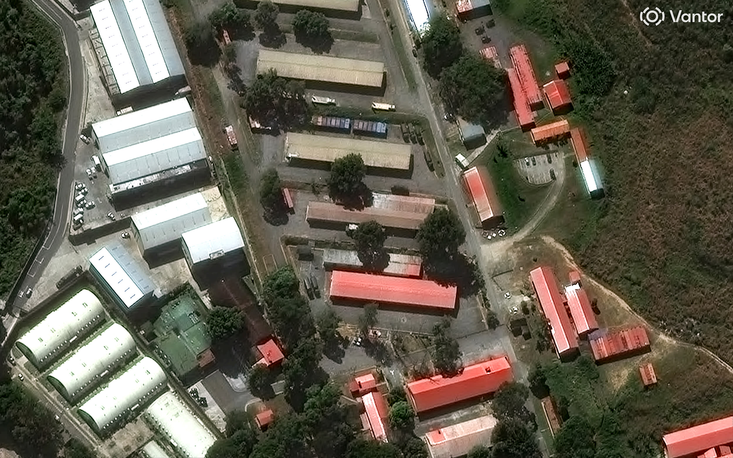 Satellite imagery of the area before recent U.S. strikes on the primary Venezuelan military complex at Fuerte Tiuna in the southern section of the city.