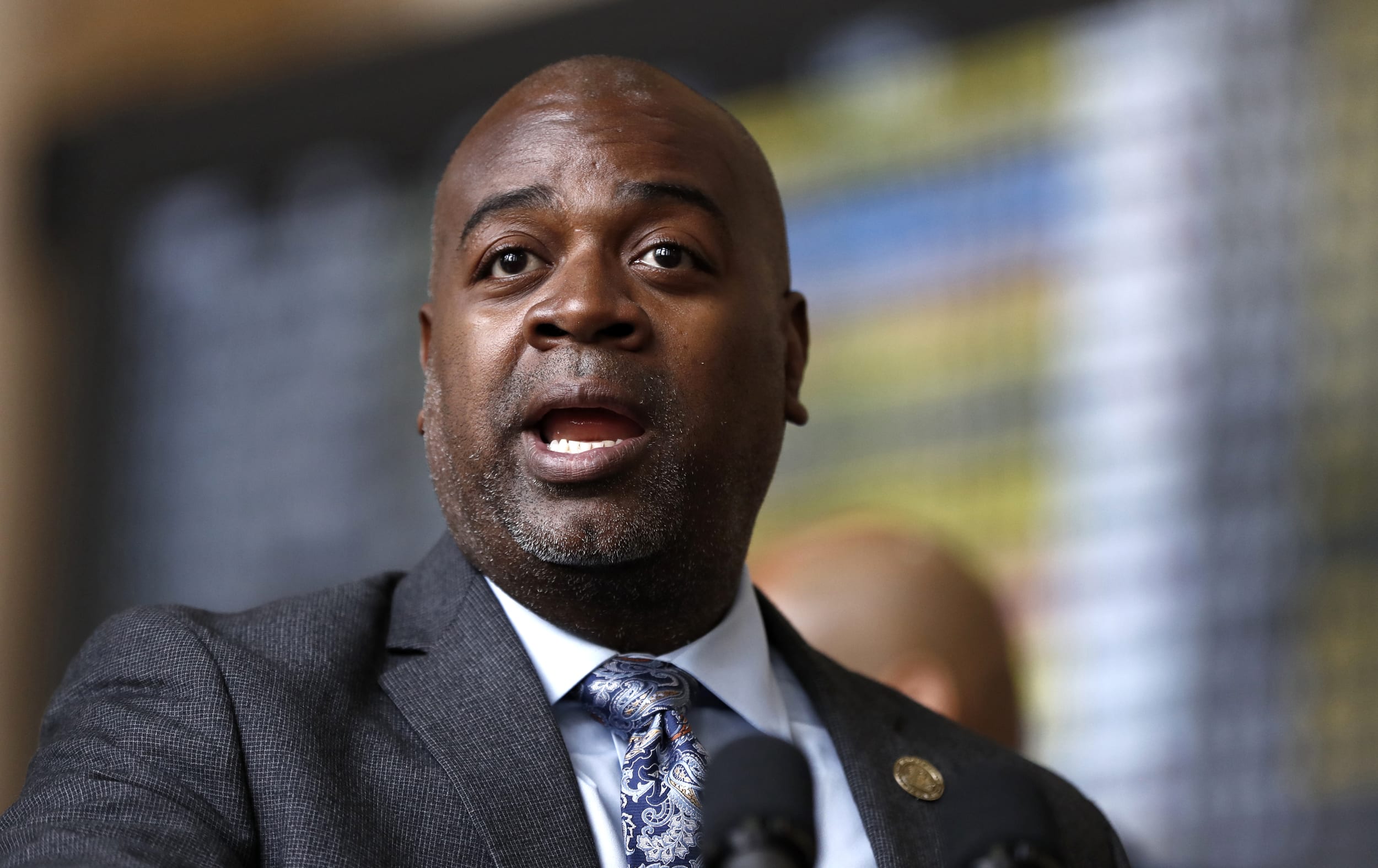 Image: Newark Mayor Ras Baraka at a news conference in New Jersey on April 19, 2017.