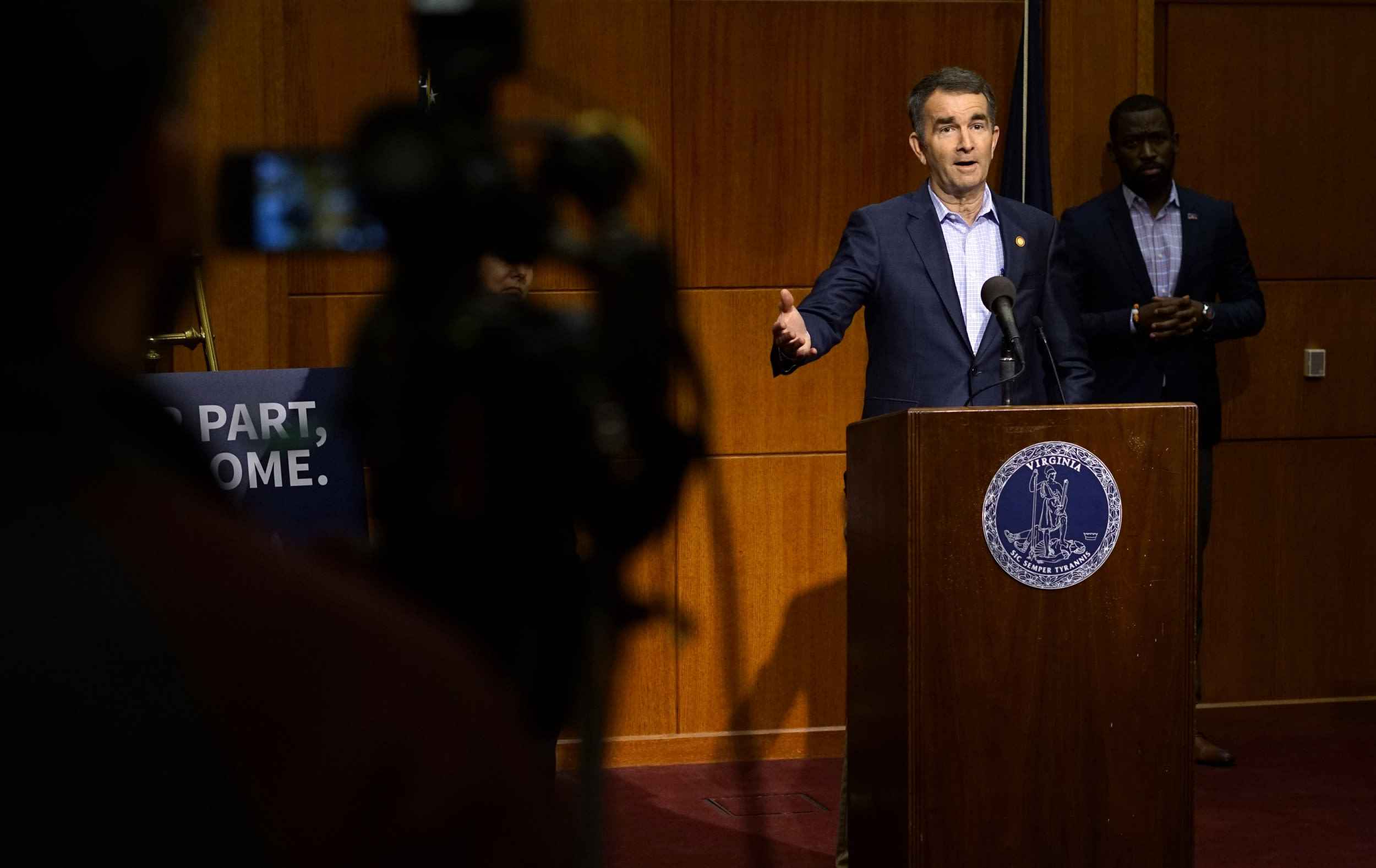 Image: Virginia Governor Ralph Northam holds a press conference on March 23, 2020.
