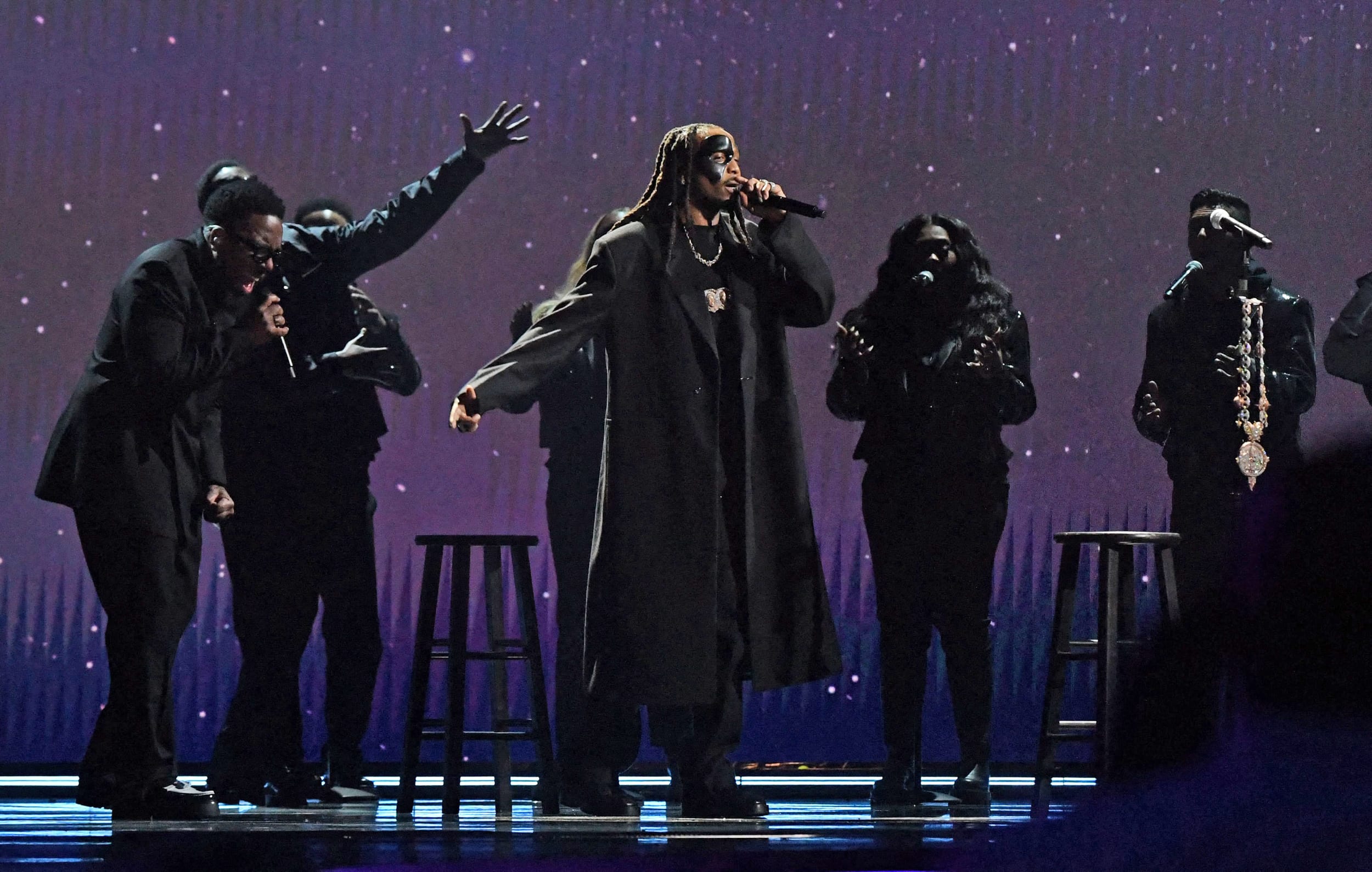 Quavo performs at the Grammy Awards. 