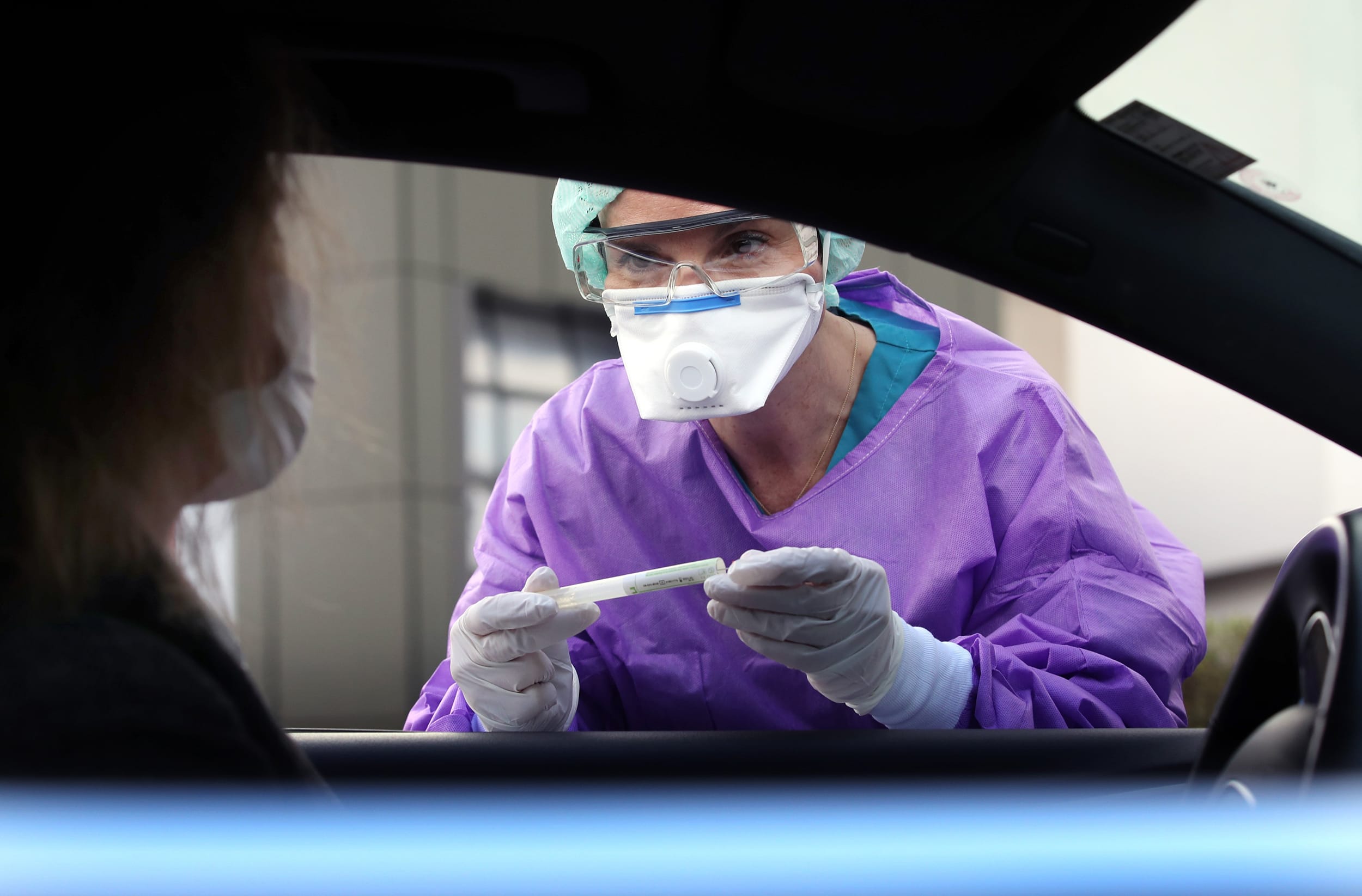 Image: Clinic Offers Drive-In Coronavirus Testing As Nationwide Infections Continue To Rise