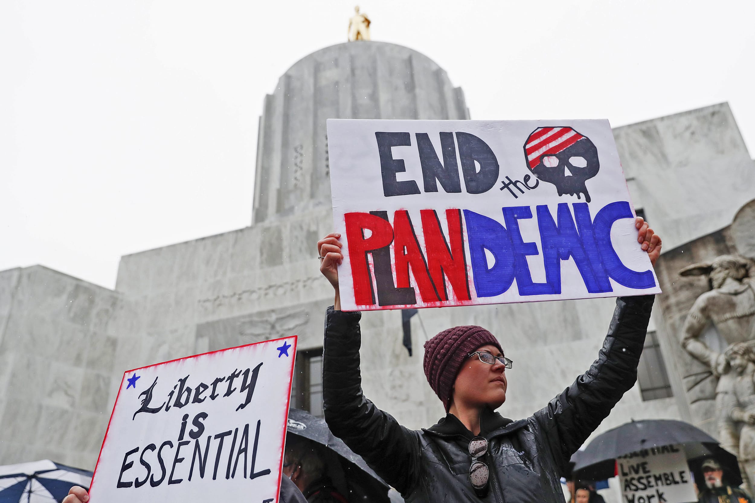 Image: Protestors Rally At Oregon State Capitol Against Stay-At-Home Order