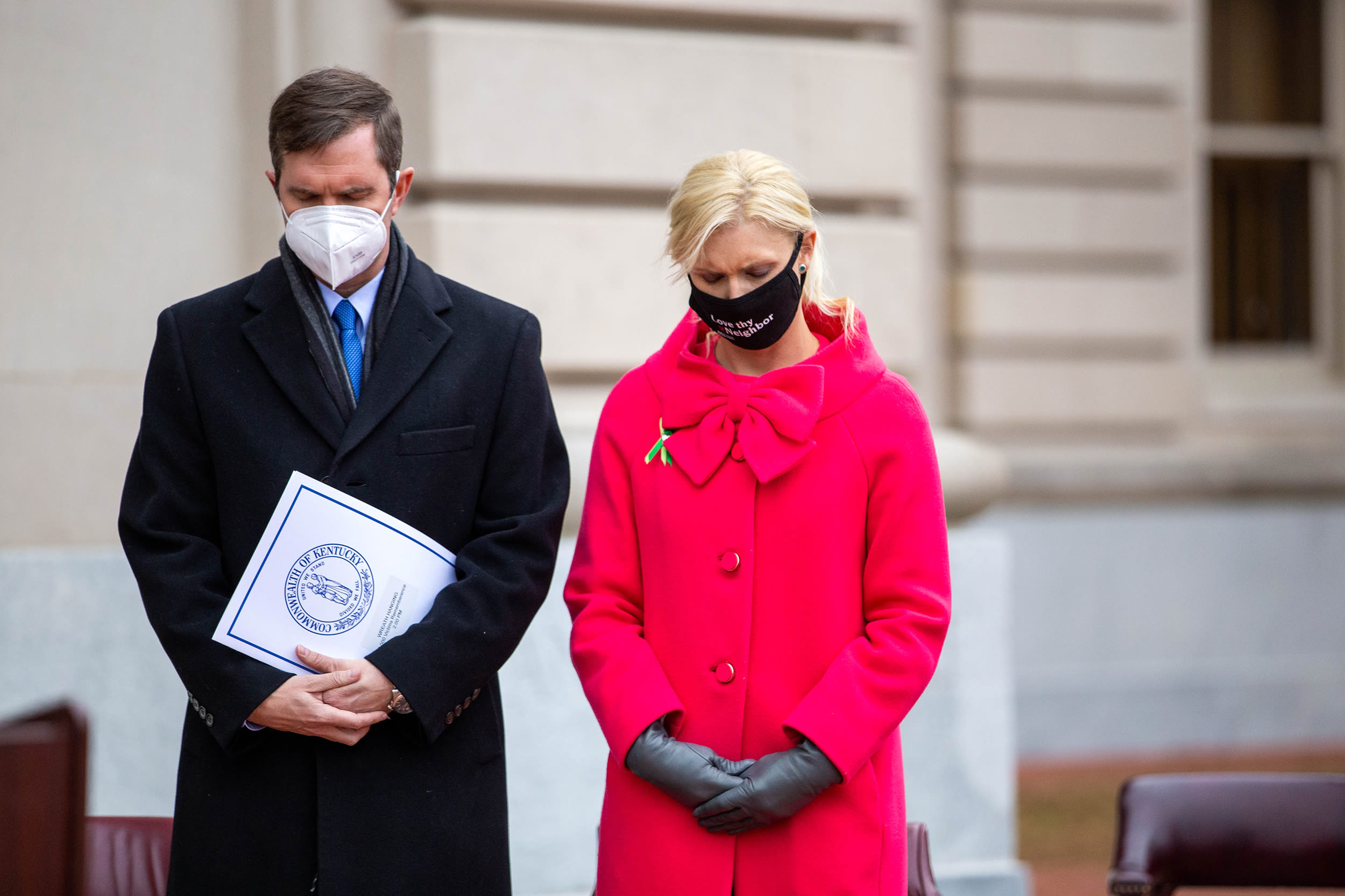 Image: Kentucky Gov. Andy Beshear and his wife, Britainy Beshear