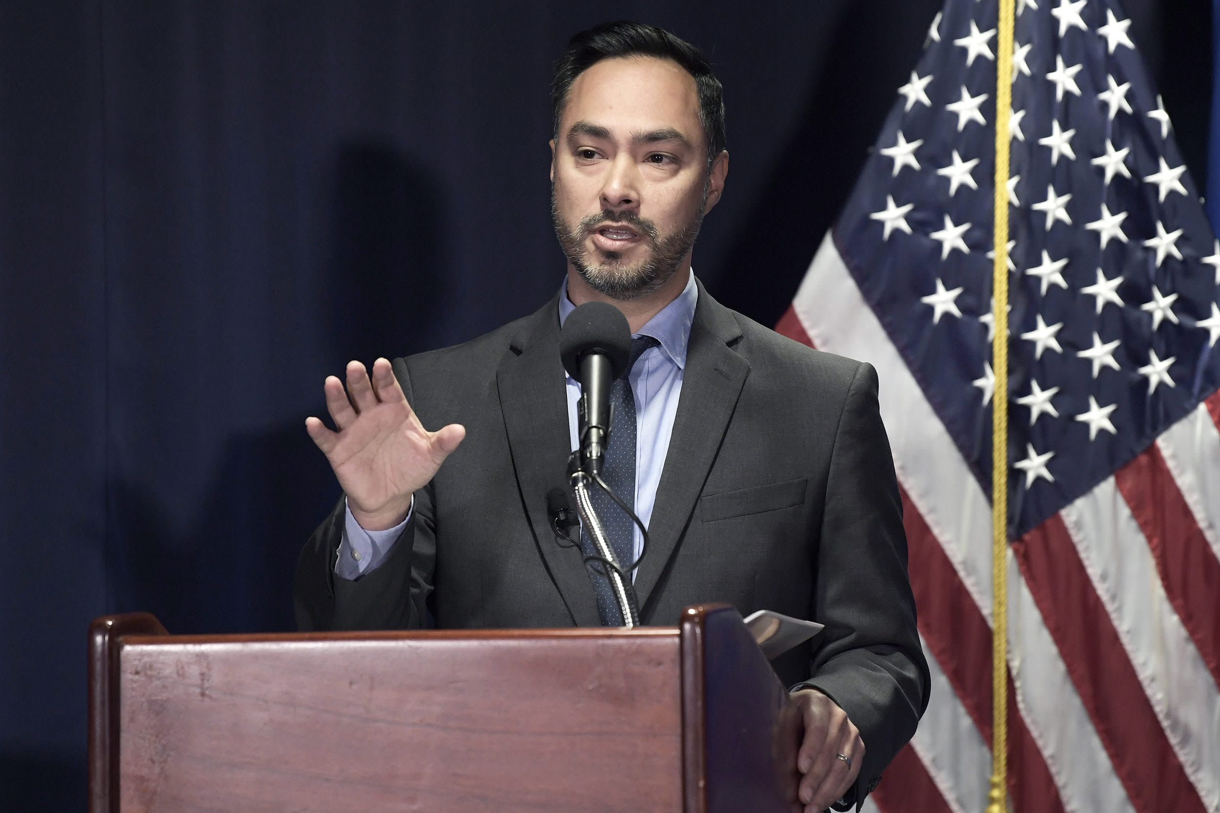U.S. Rep. Joaquin Castro(D-TX) speaks about new federal report on the underrepresentation of Latinos in the media industry, including the film, television, news and publishing sectors during a conversation, today on October 05, 2022 at 4th State Room/NPC in Washington DC, USA. (Photo by Lenin Nolly/NurPhoto via AP)