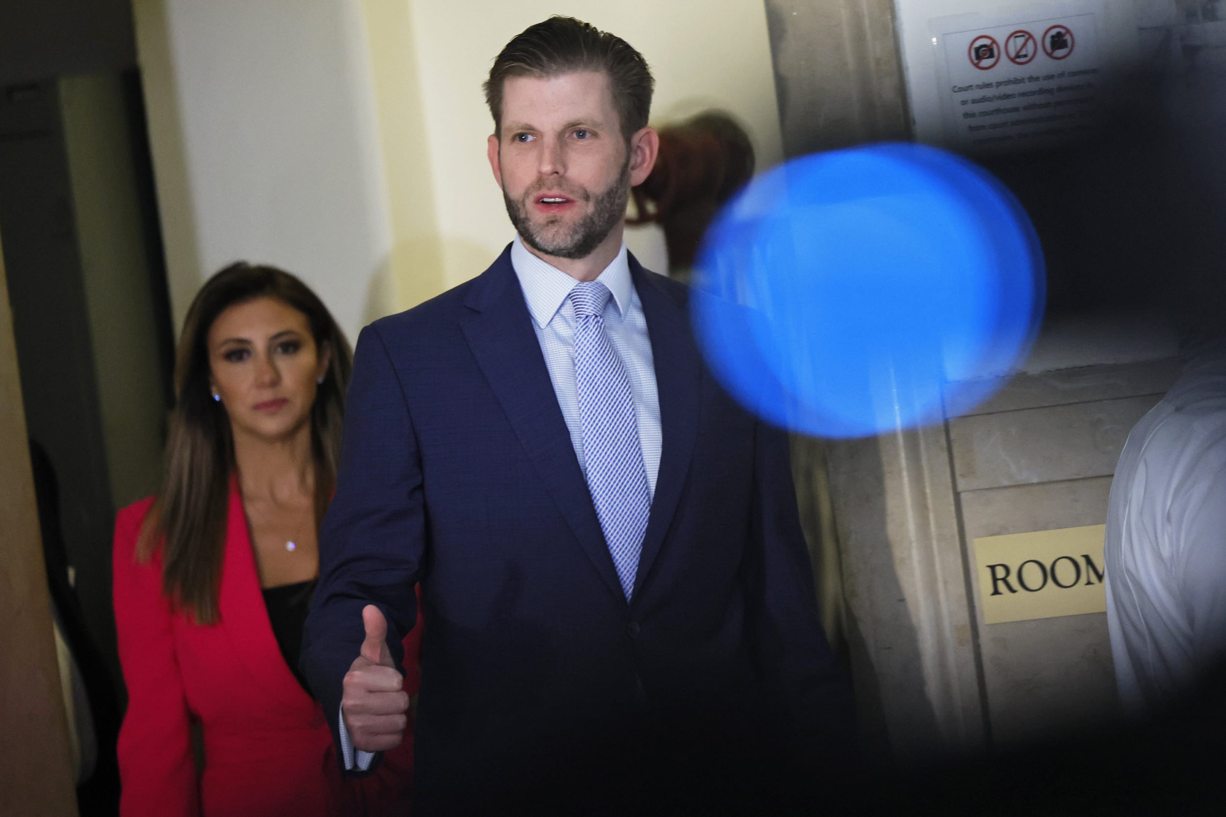 Eric Trump arrives at New York State Supreme Court on Nov. 3, 2023.