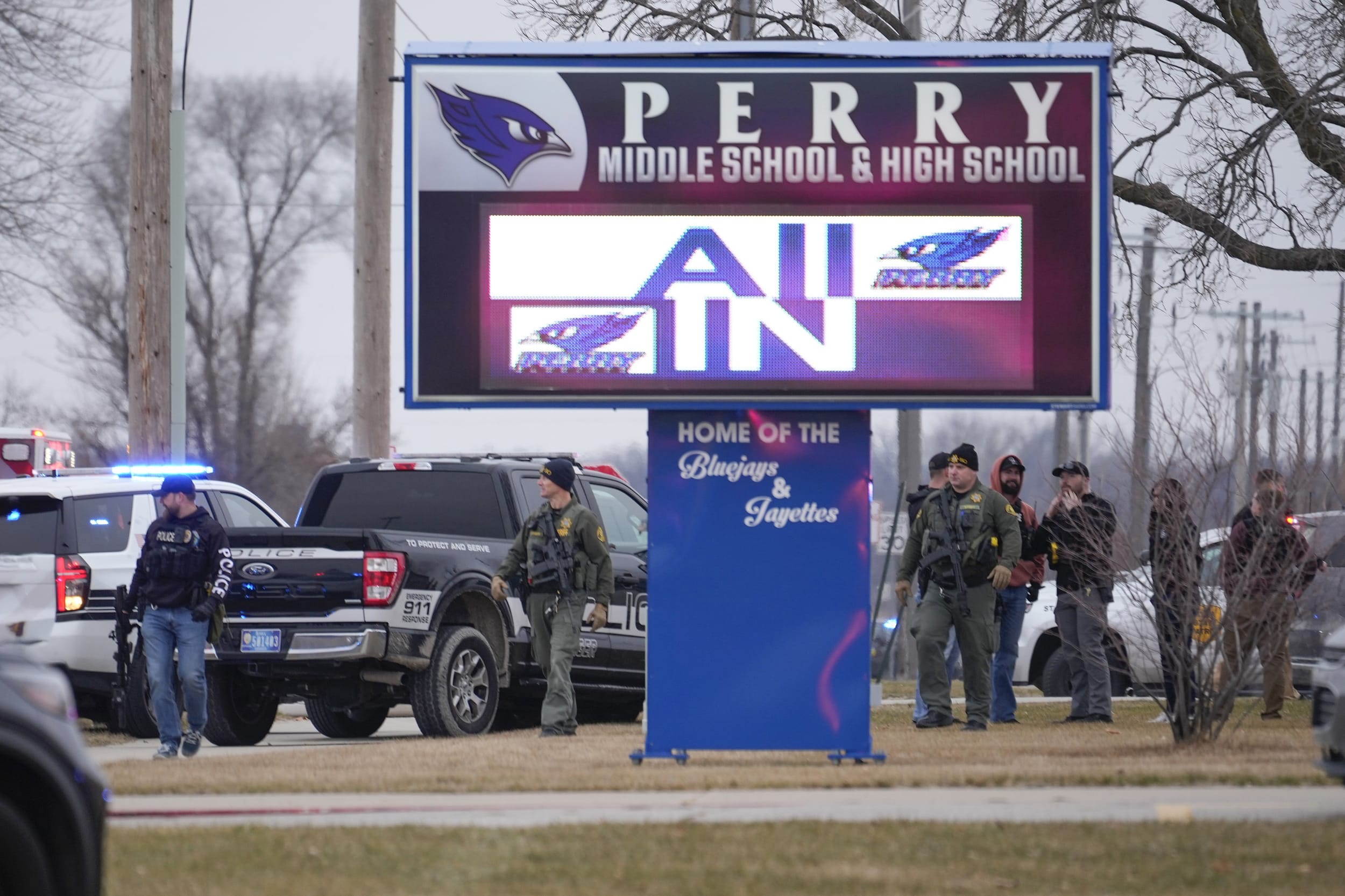 Police respond to Perry High School in Perry, Iowa