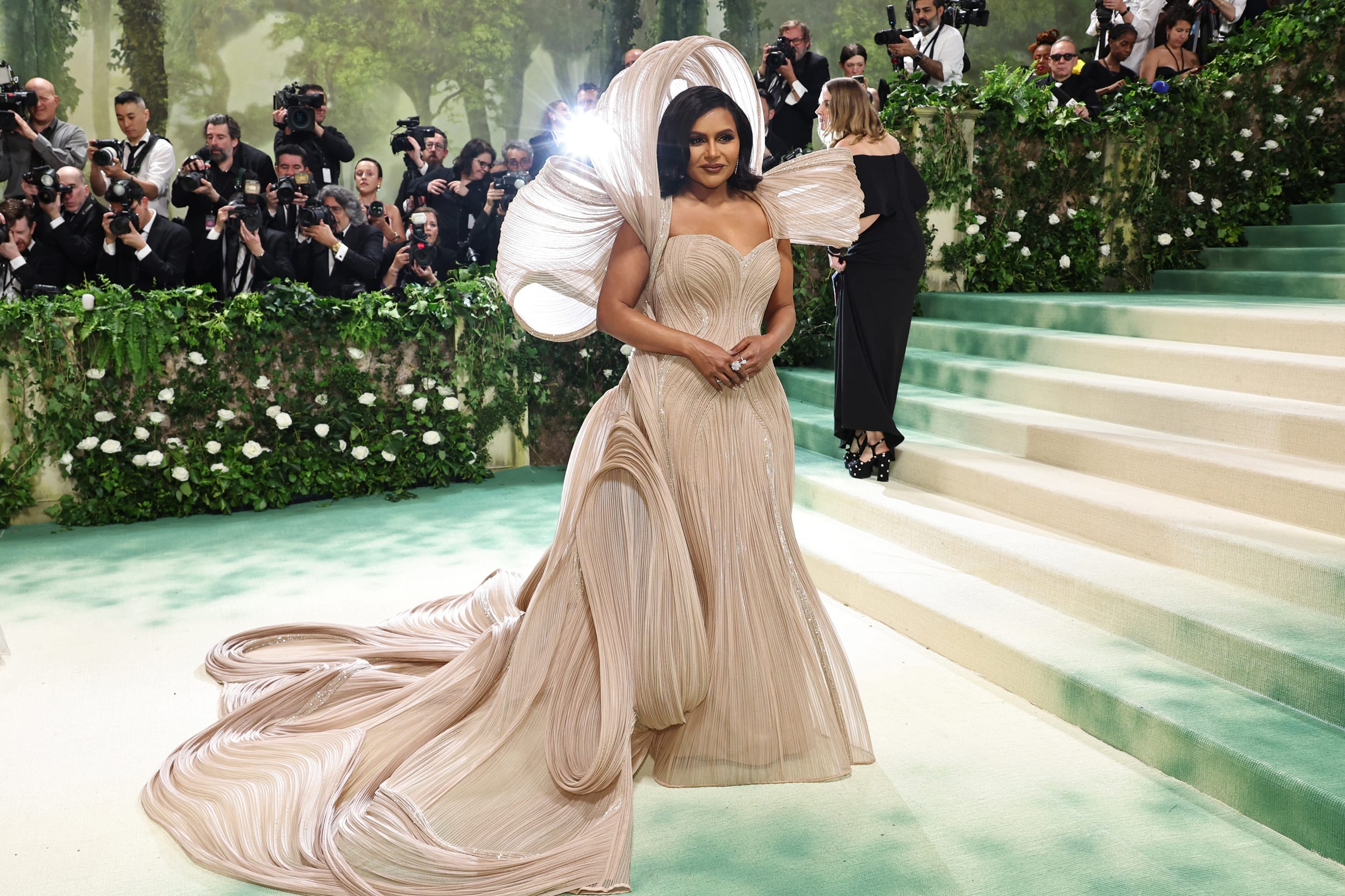 Mindy Kaling attends The 2024 Met Gala Celebrating "Sleeping Beauties: Reawakening Fashion" at The Metropolitan Museum of Art on May 06, 2024 in New York City. 