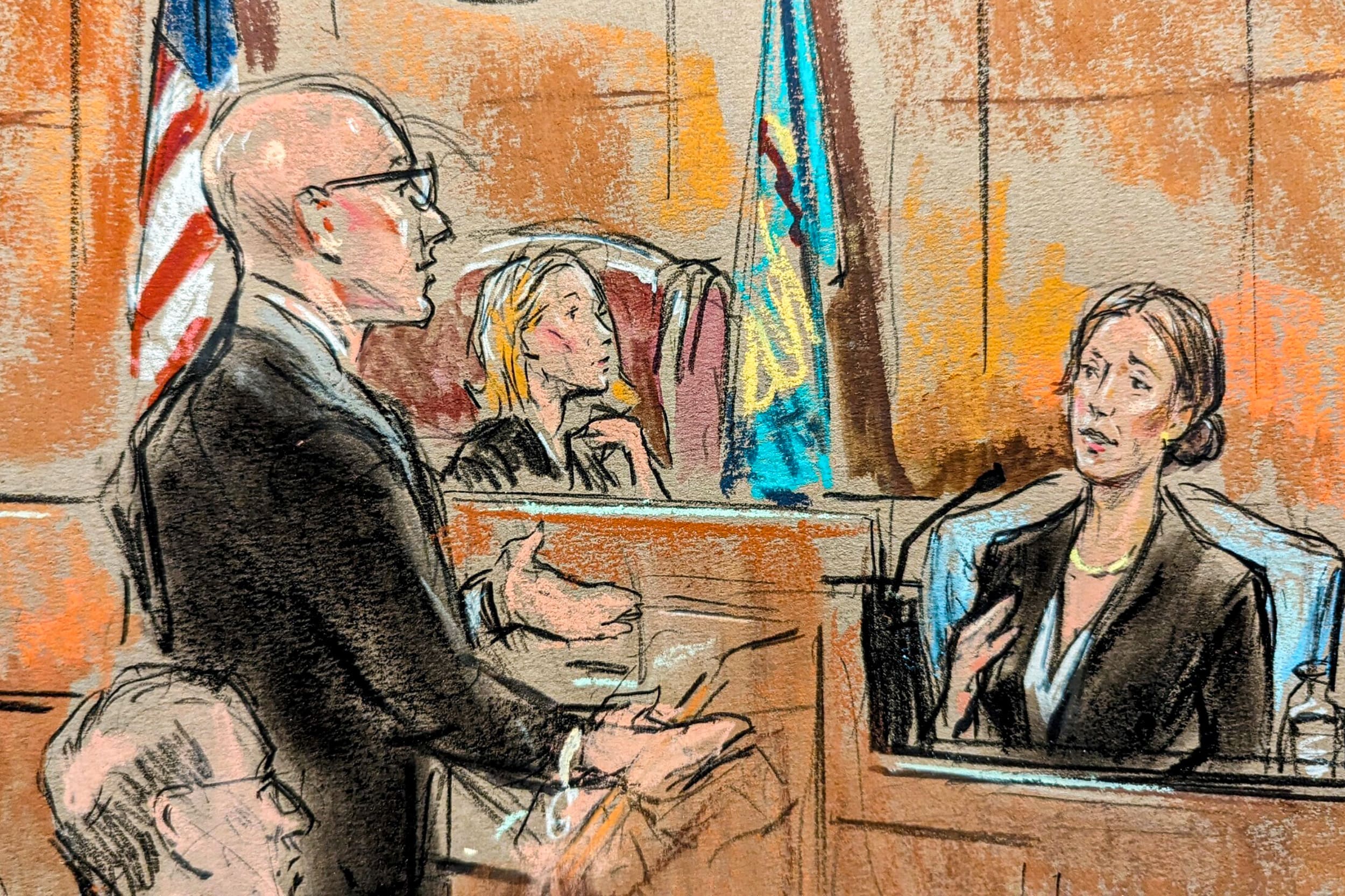 Sketch of wise examining Hallie Biden.