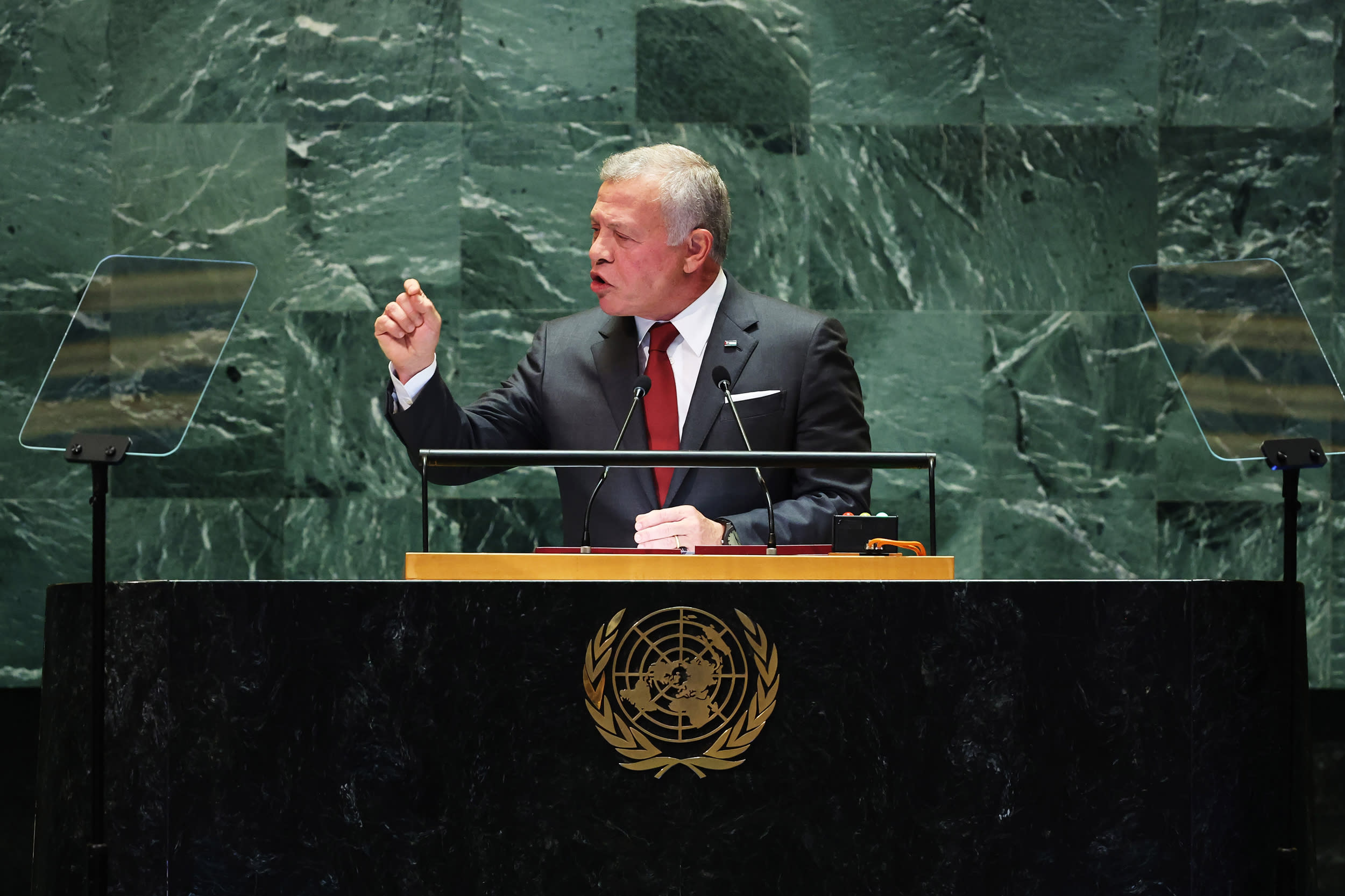Jordan's King Abdullah II bin Al-Hussein speaks at the United Nations General Assembly on Sept. 24, 2024.
