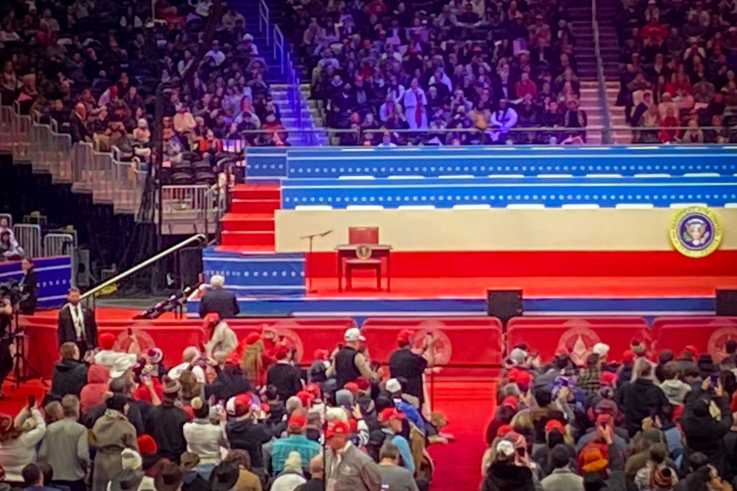 Table set up here on stage at Capital One Arena