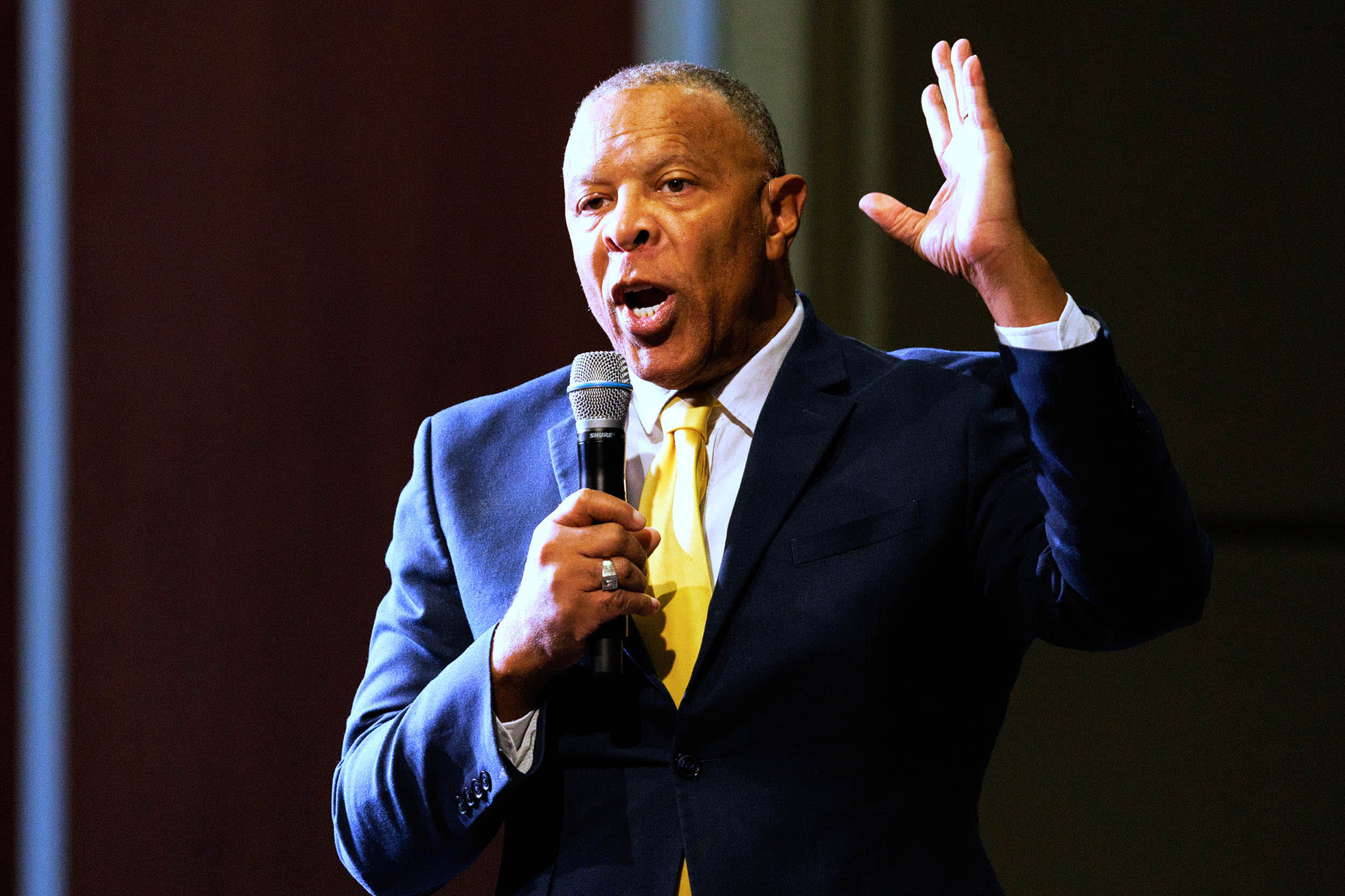 John Ewing Jr. speaks during a town hall