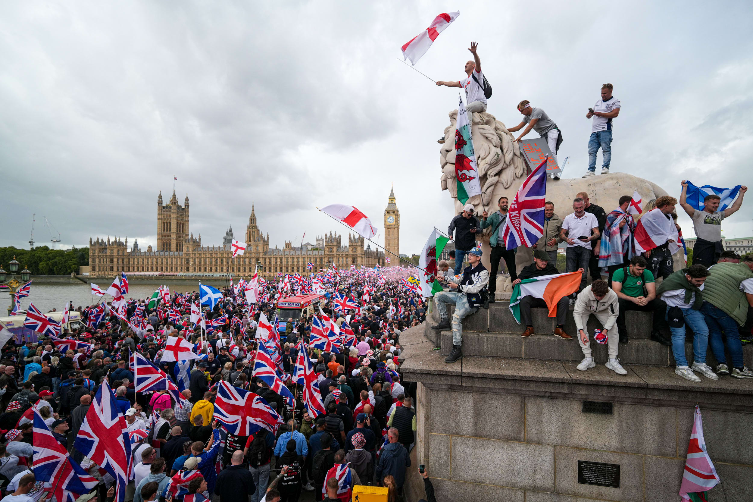 Protesters at the "Unite The Kingdom" rally.