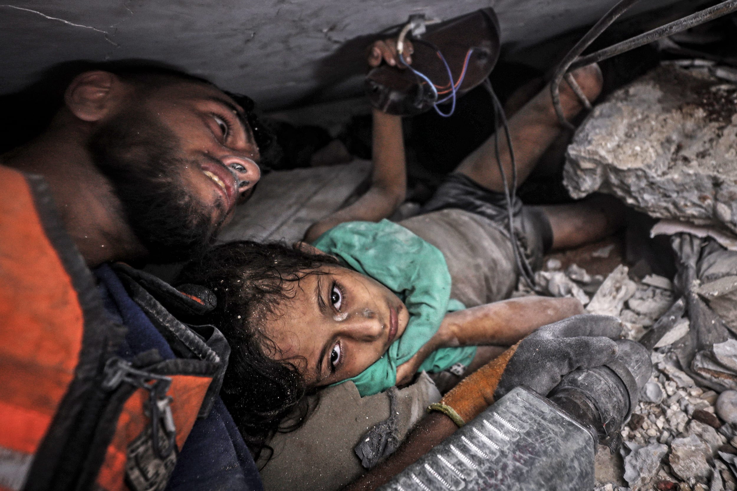 11-year-old Palestinian Marah rescued alive after an Israeli attack in Gaza