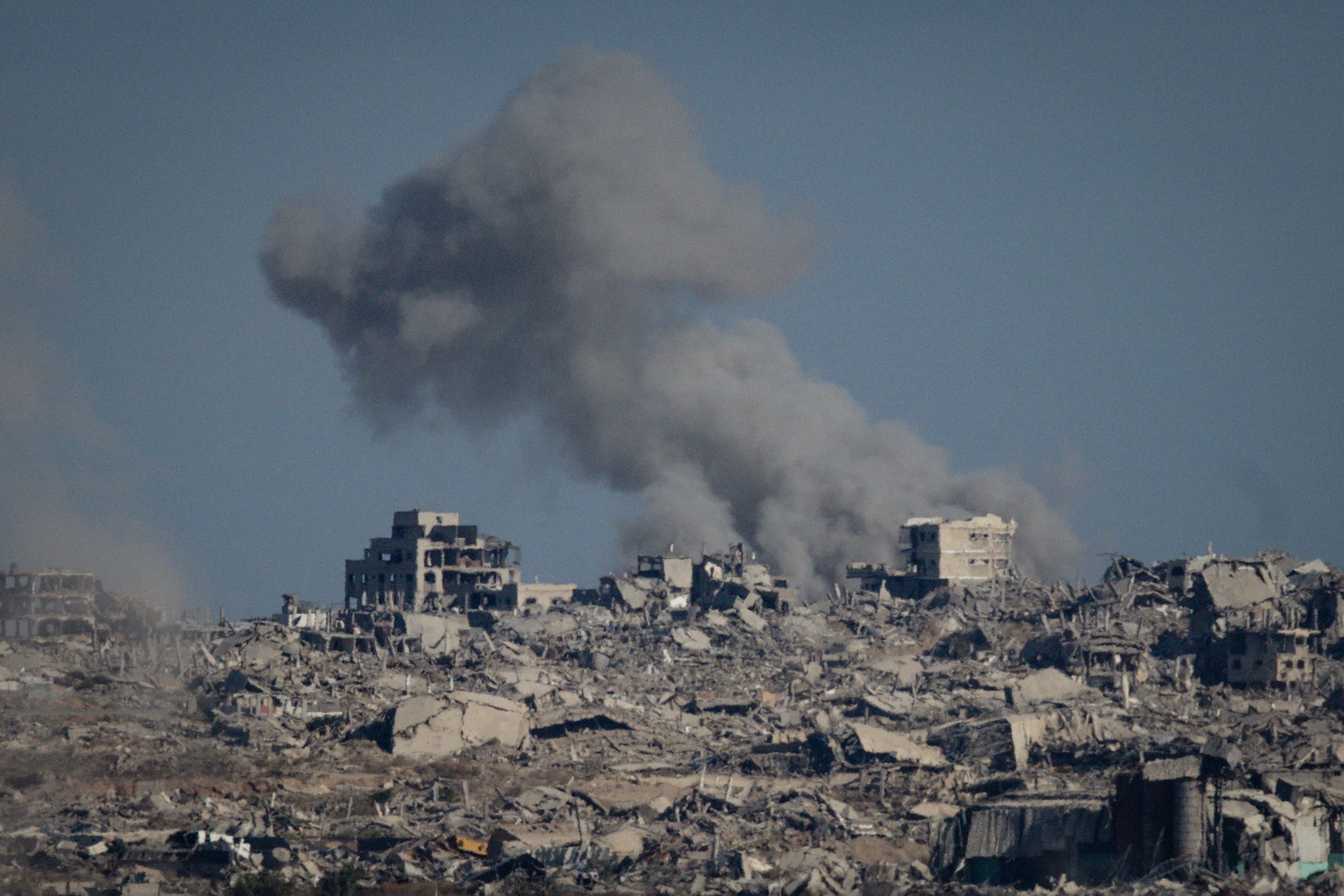Smoke rises over the Gaza Strip after an Israeli strike