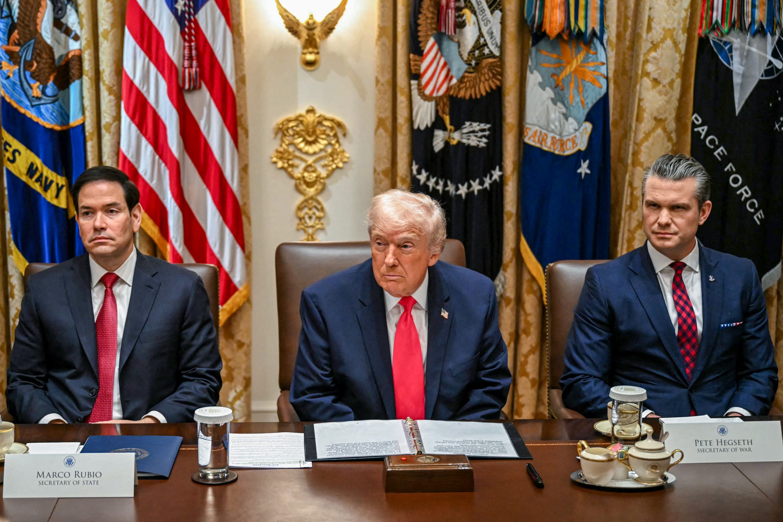 Donald Trump,Marco Rubio and Pete Hegseth.