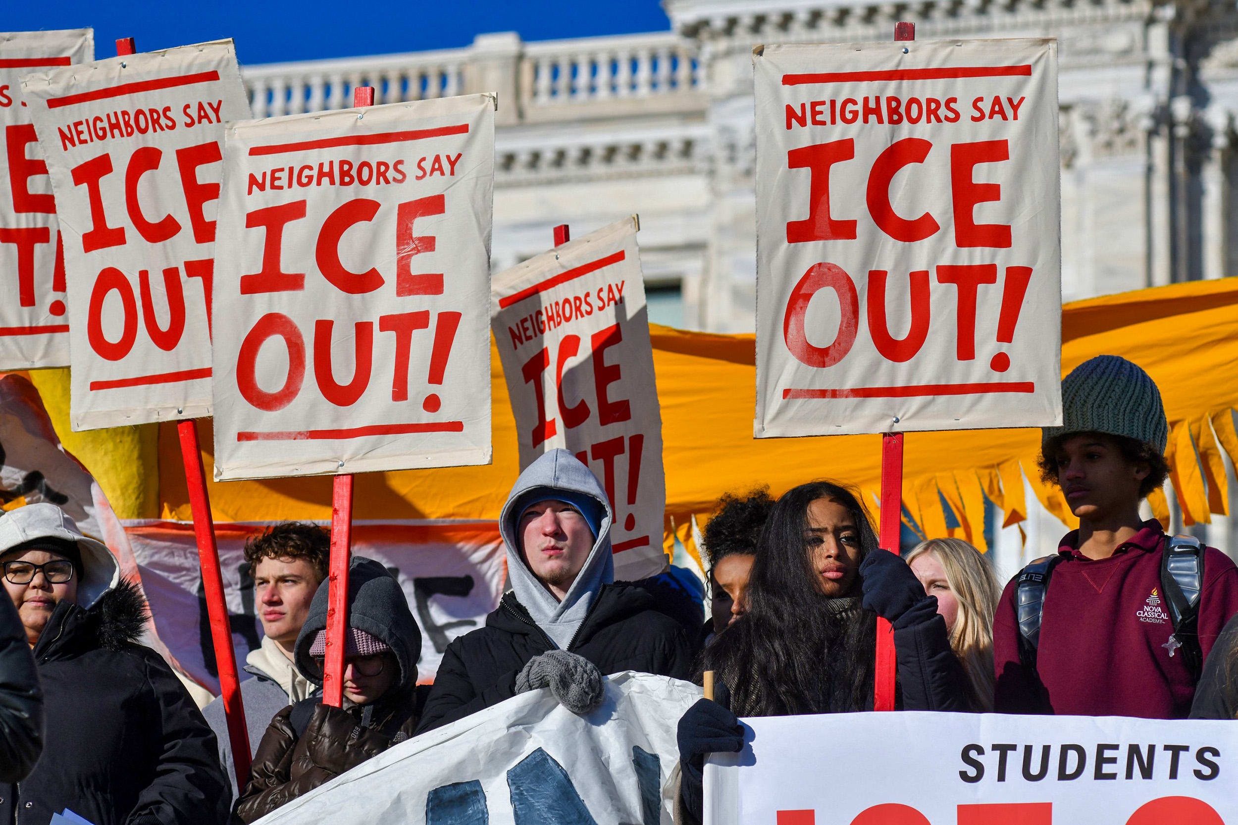 Students at a protest.