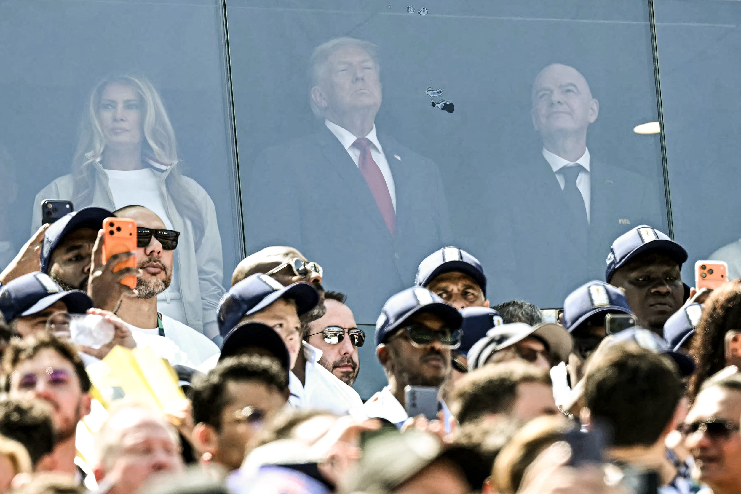 Donald and Melania Trump in a skybox during the world cup final