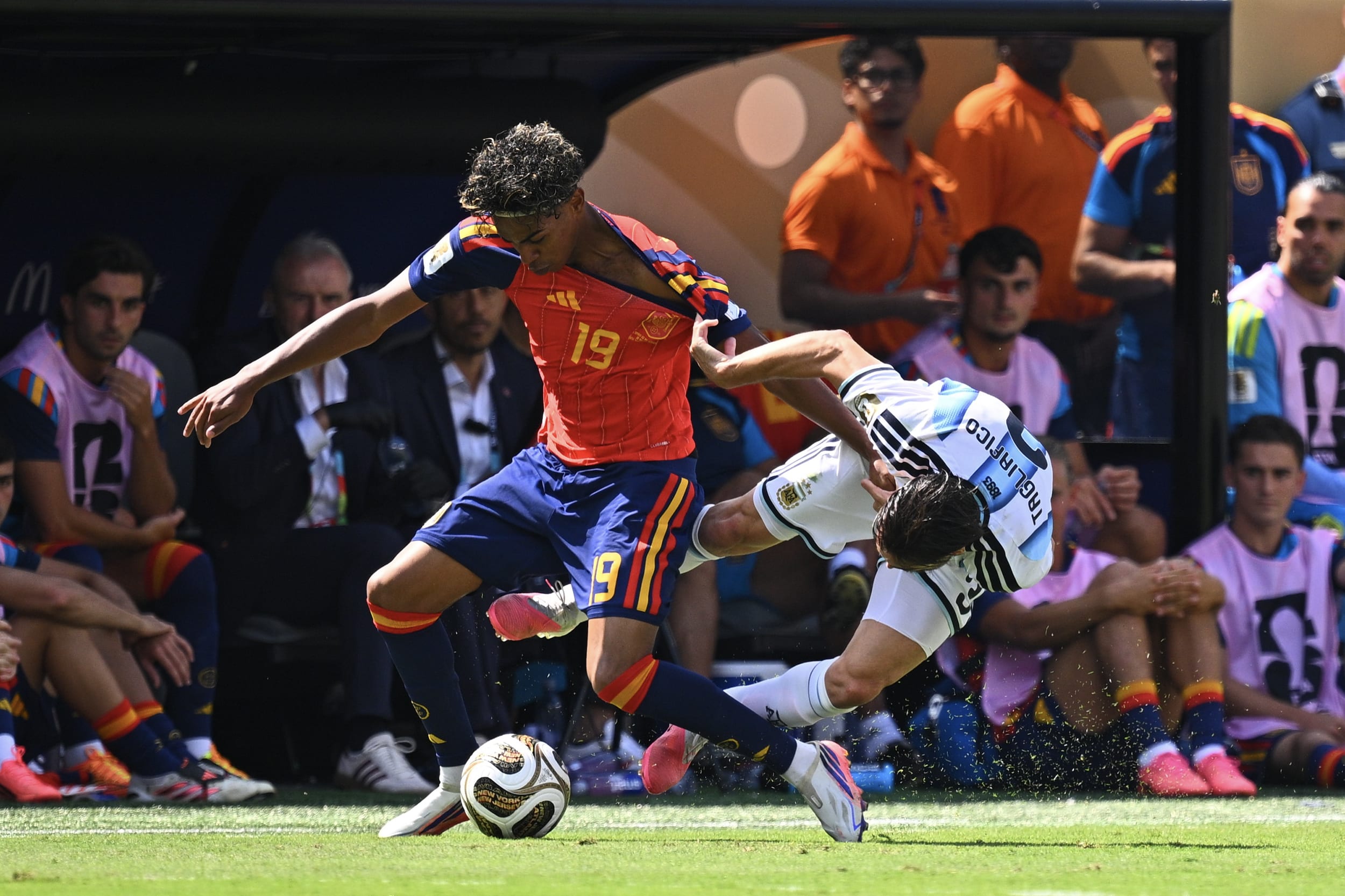On-field action during the world cup final match.