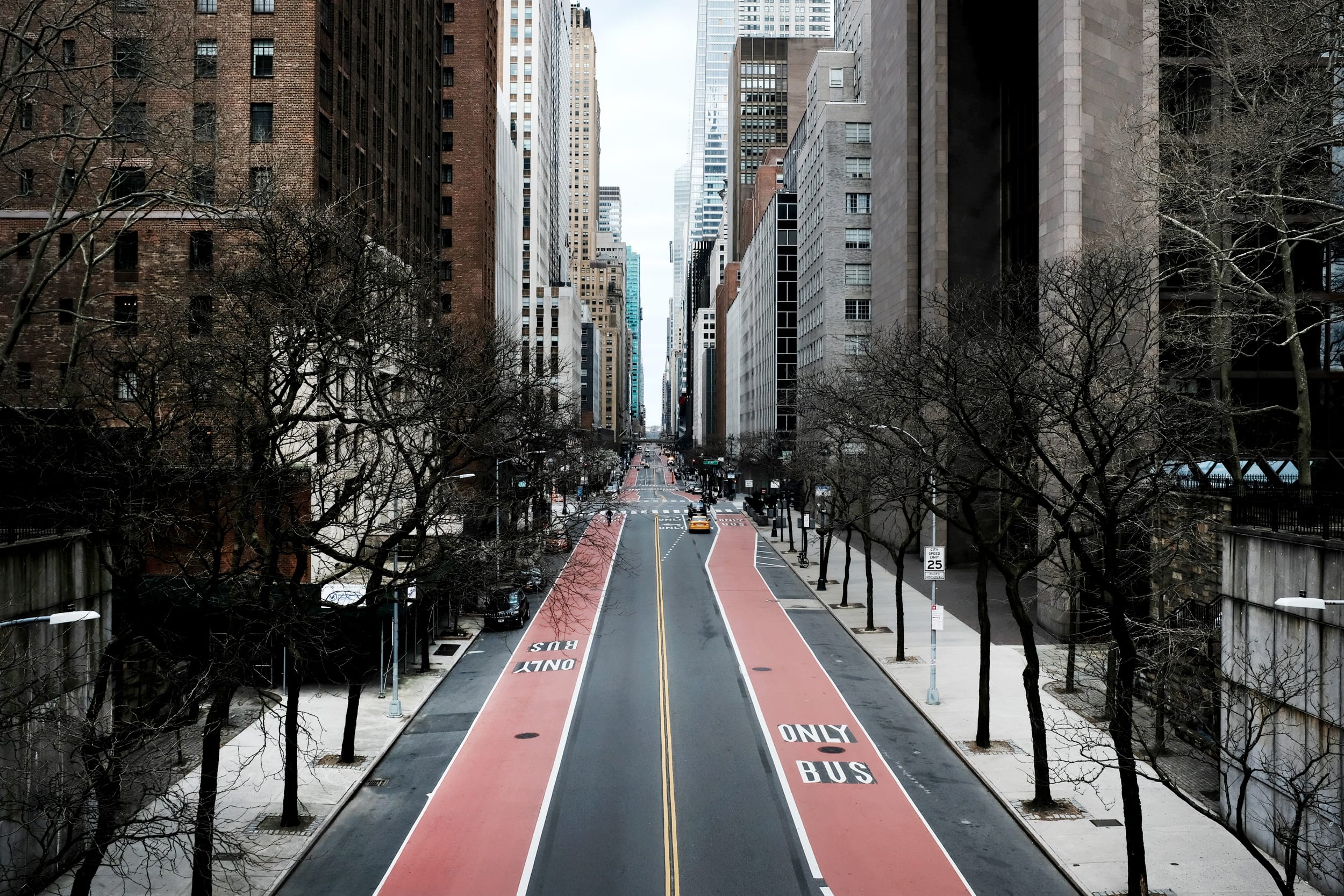 Image: The nearly empty 42nd Street in New York on March 22, 2020.