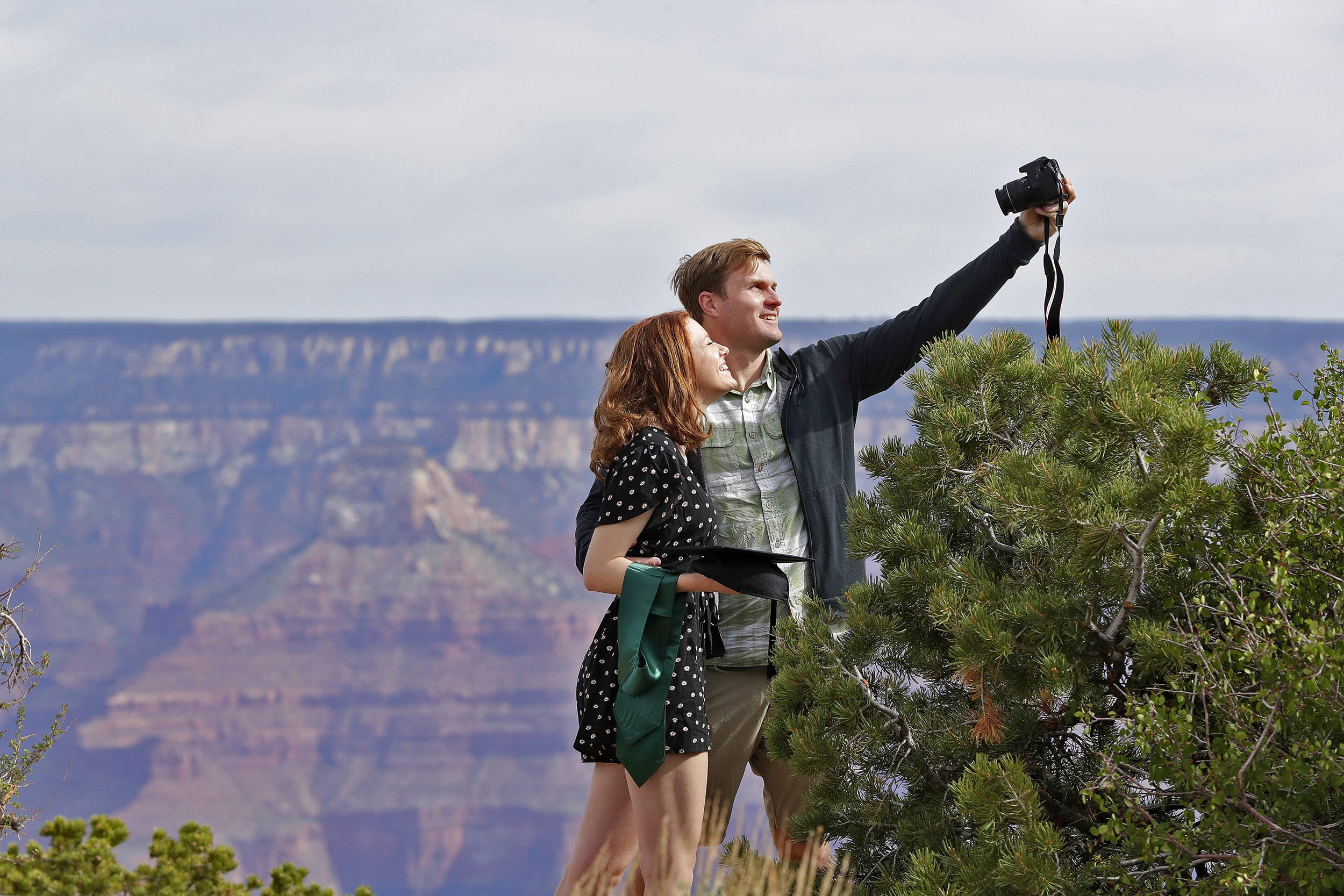 Image: Recent Baylor University graduates at the Grand Canyon on Friday.