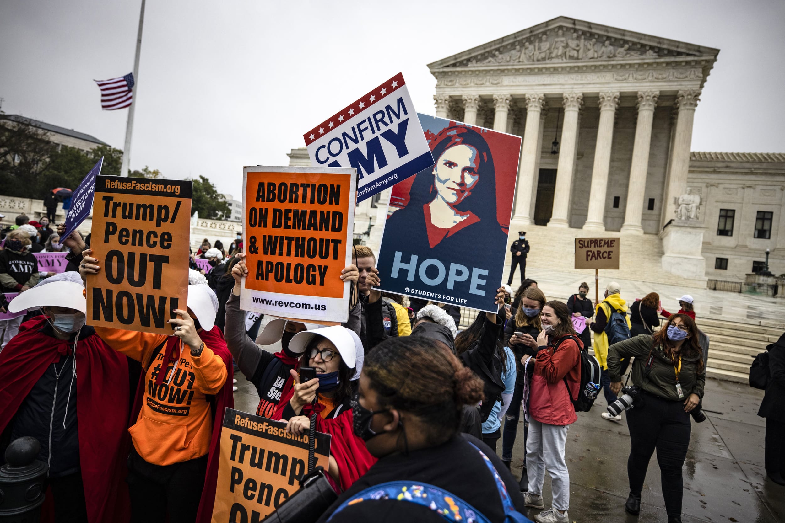 Image: Protests And Rallies Held On First Day Of Amy Coney Barrett's Supreme Court Confirmation Hearing