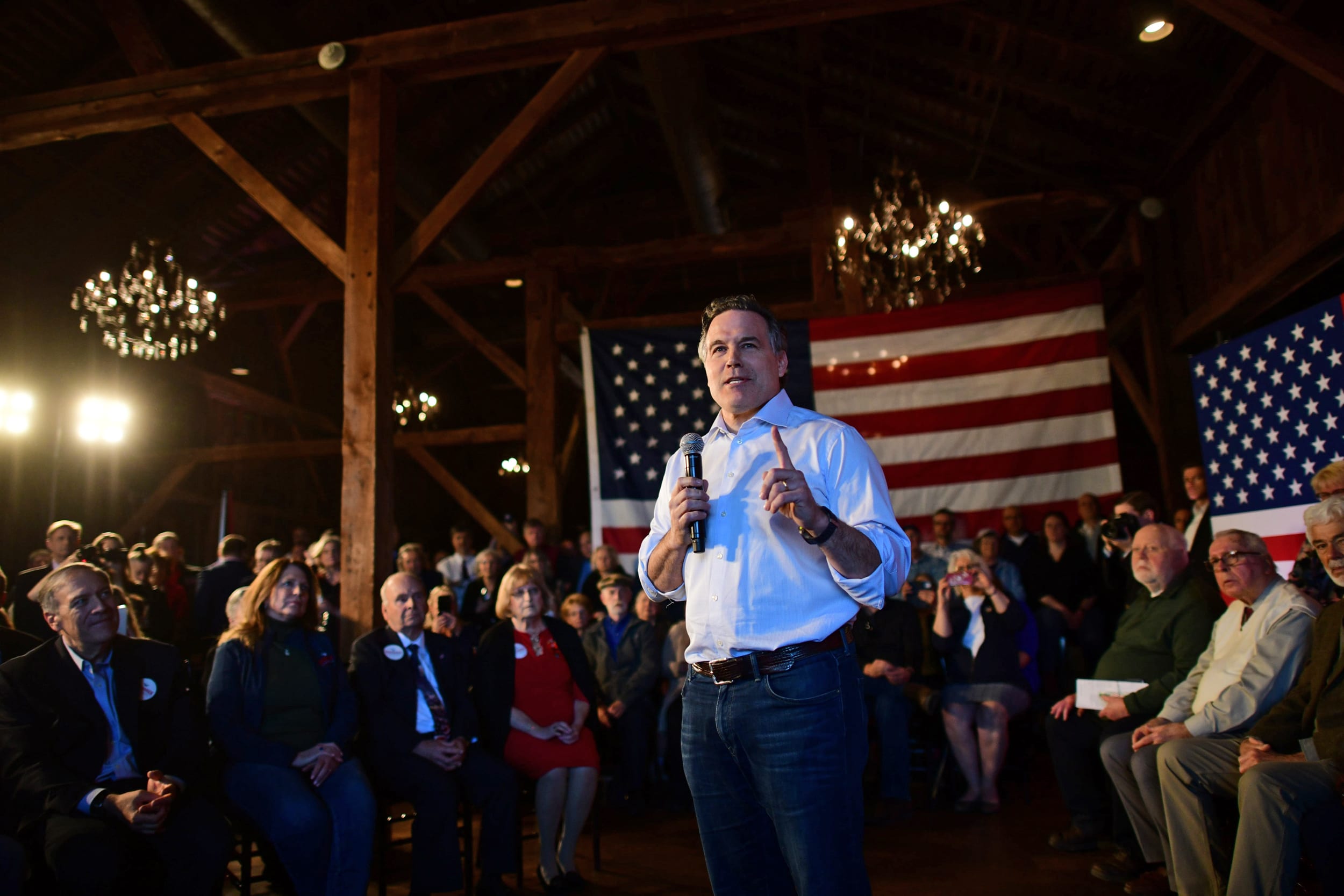 Dave McCormick, Republican candidate for U.S. Senate, campaigns on April 20, 2022 in Danville, Pa.