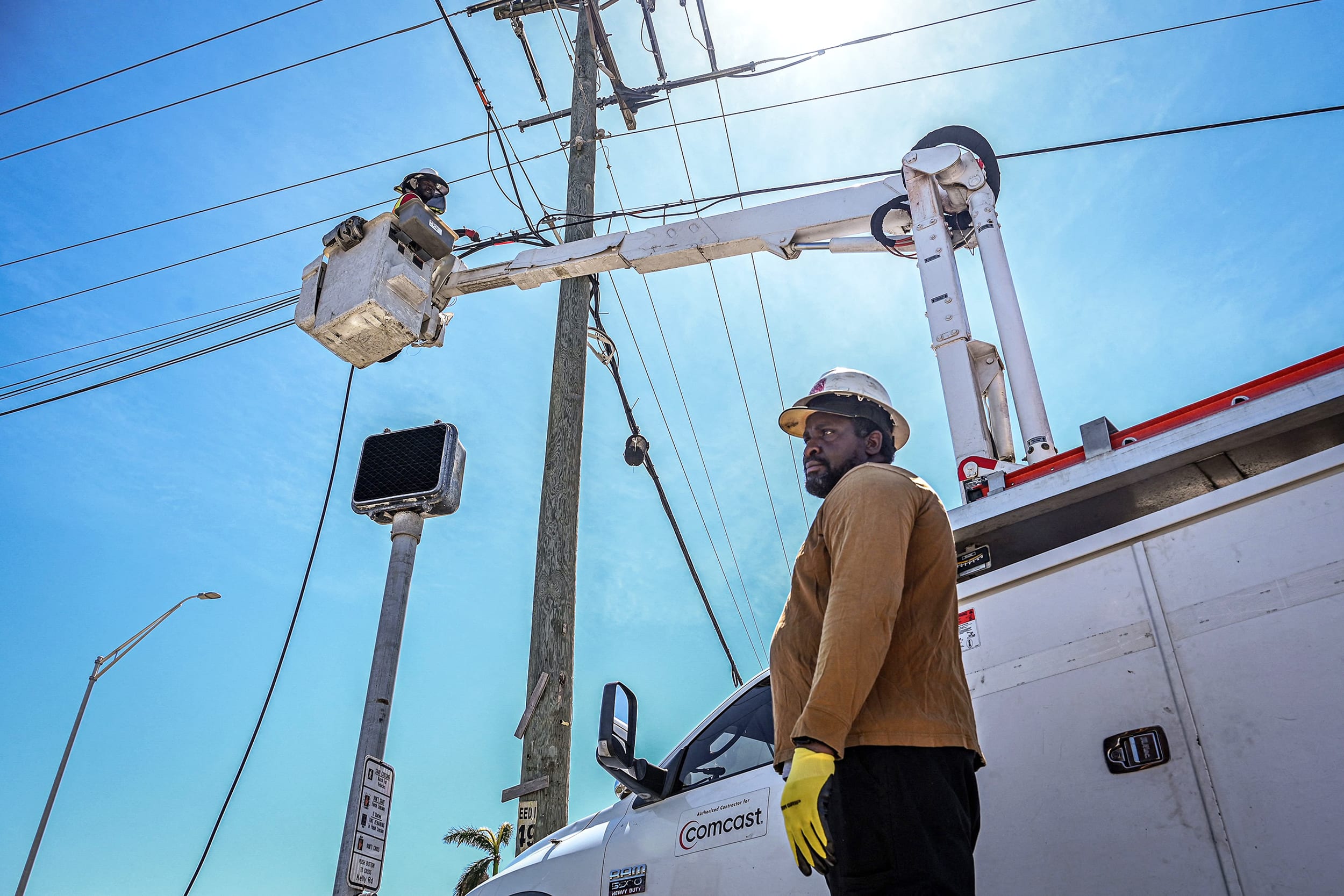Fort Myers electricity power restoration workers