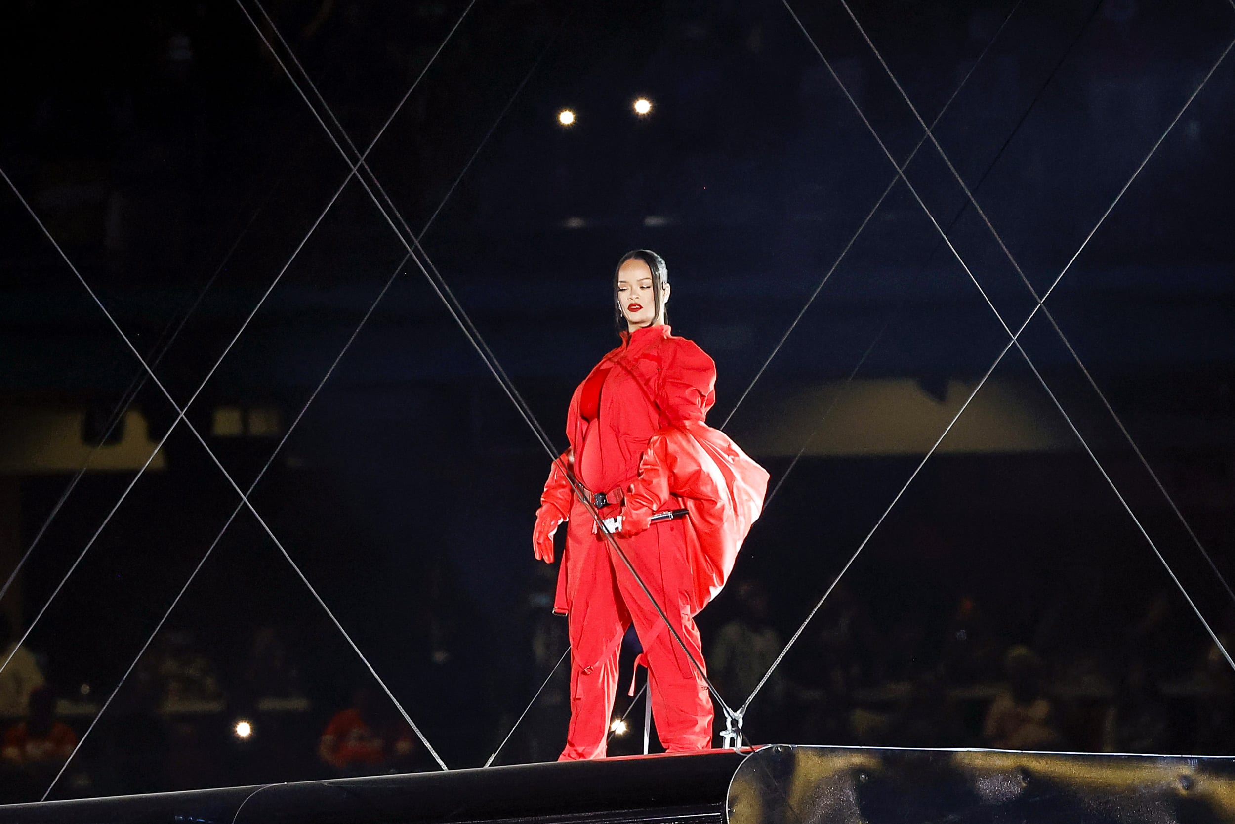 Rihanna performs during the Super Bowl LVII halftime show on Feb. 12, 2023, in Glendale, Ariz.