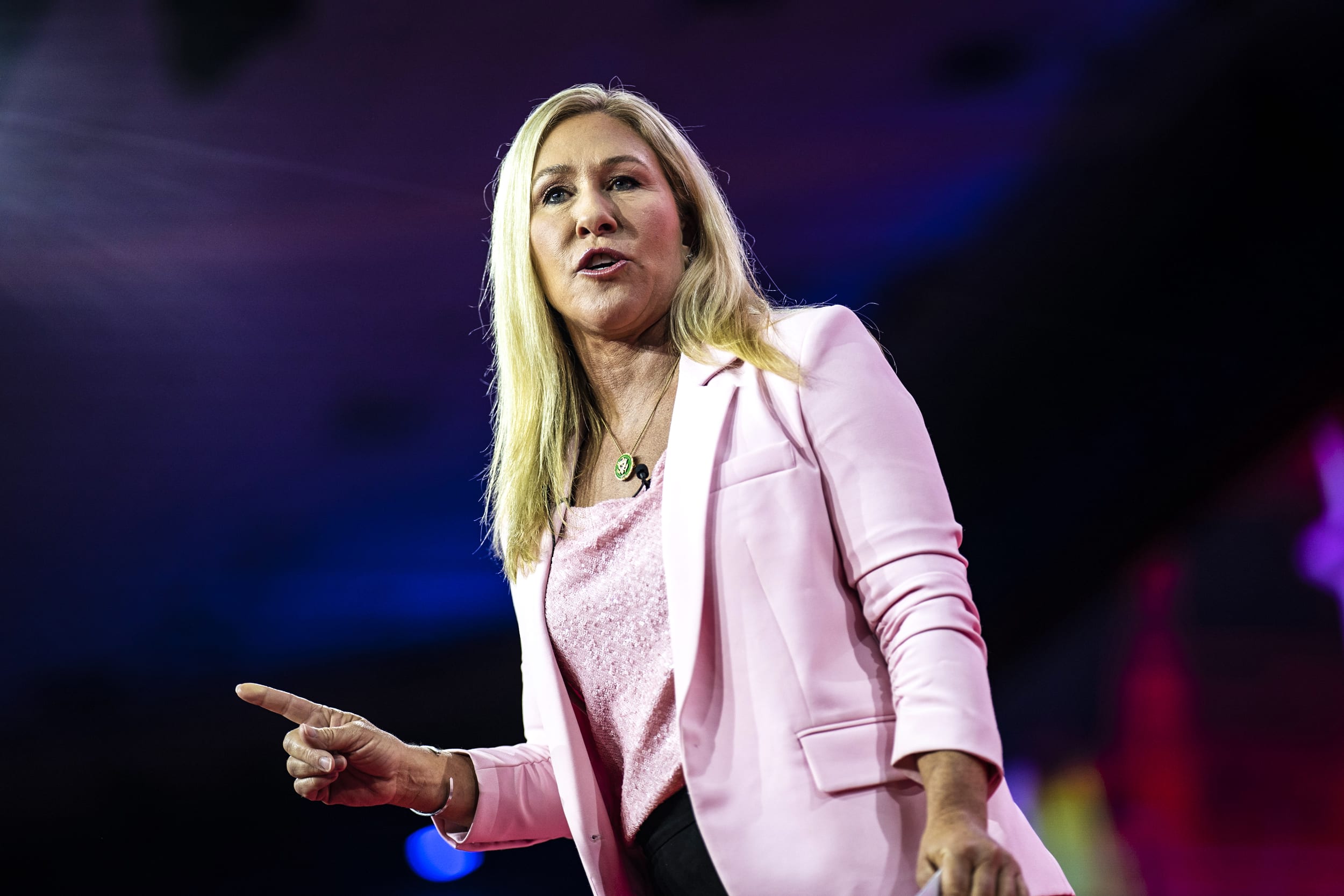 Rep. Marjorie Taylor Greene, R-Ga., speaks at the Conservative Political Action Conference on March 3, 2023, in Fort Washington, Md.