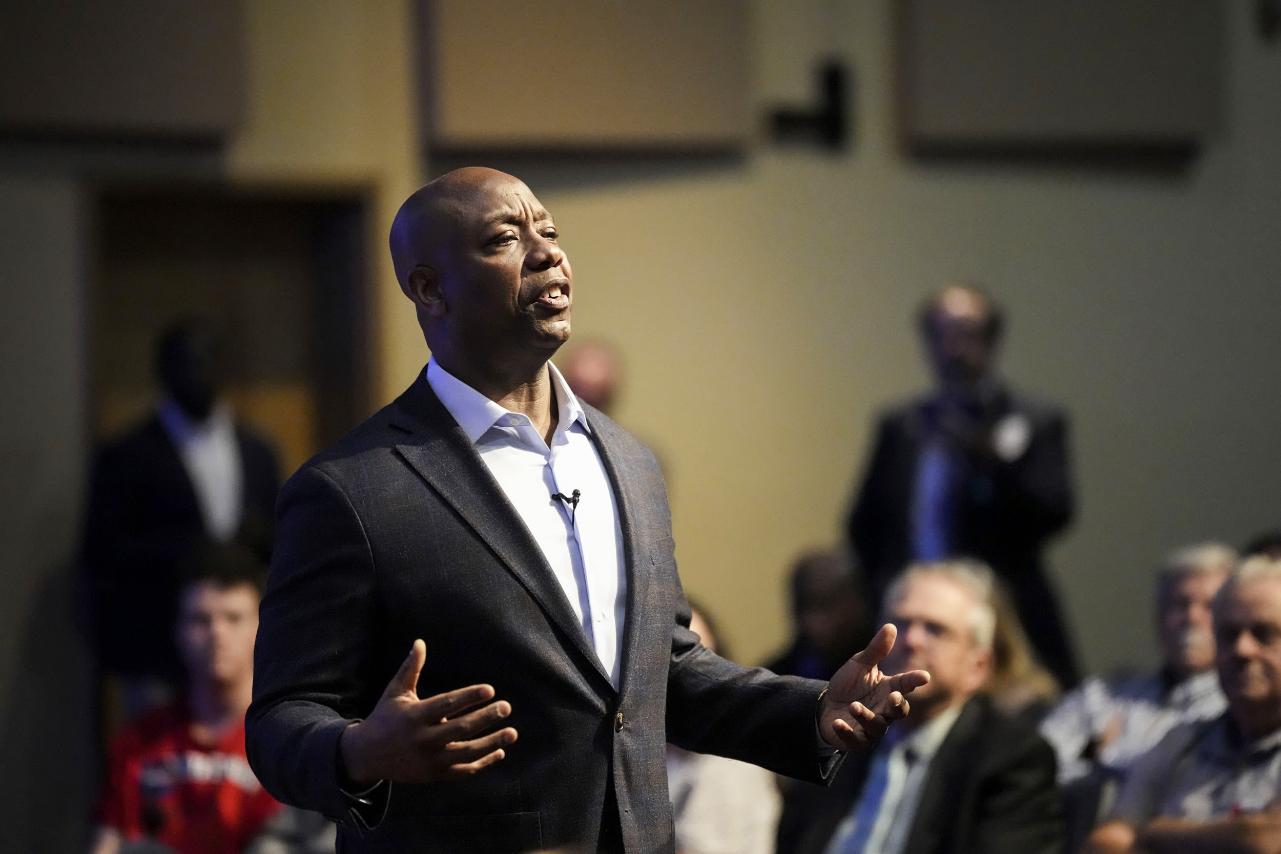 Republican presidential candidate Sen. Tim Scott, R-S.C., in Goose Creek, S.C., on May 28, 2023.