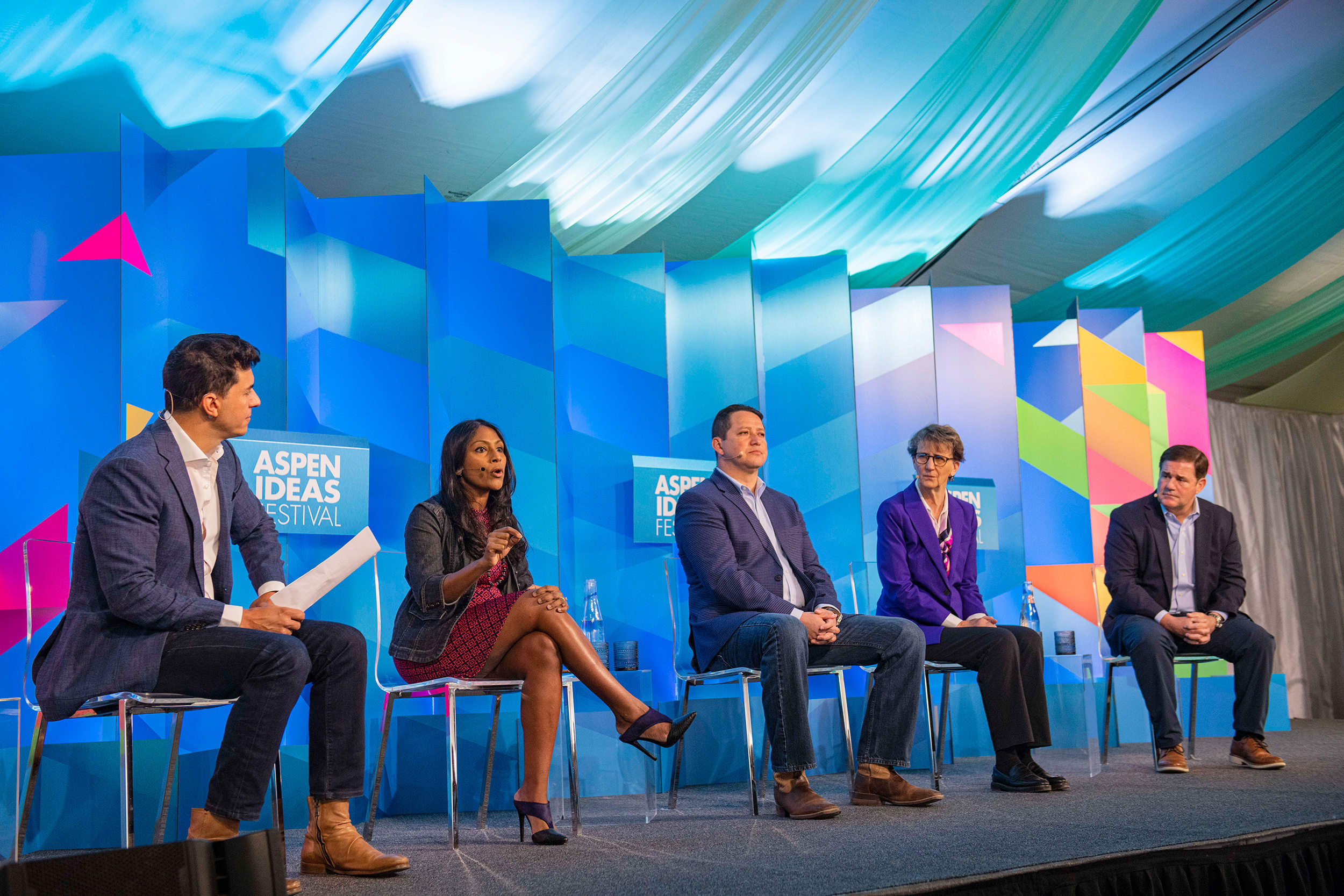 Krish O’Mara Vignarajah, second left, at Aspen Ideas Festival on Thursday, June 29, 2023.