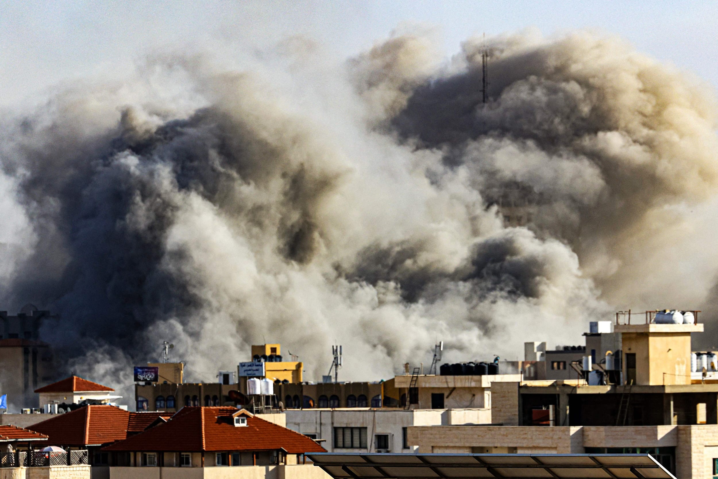 Smoke plumes rise over Gaza City amid Israeli air strikes