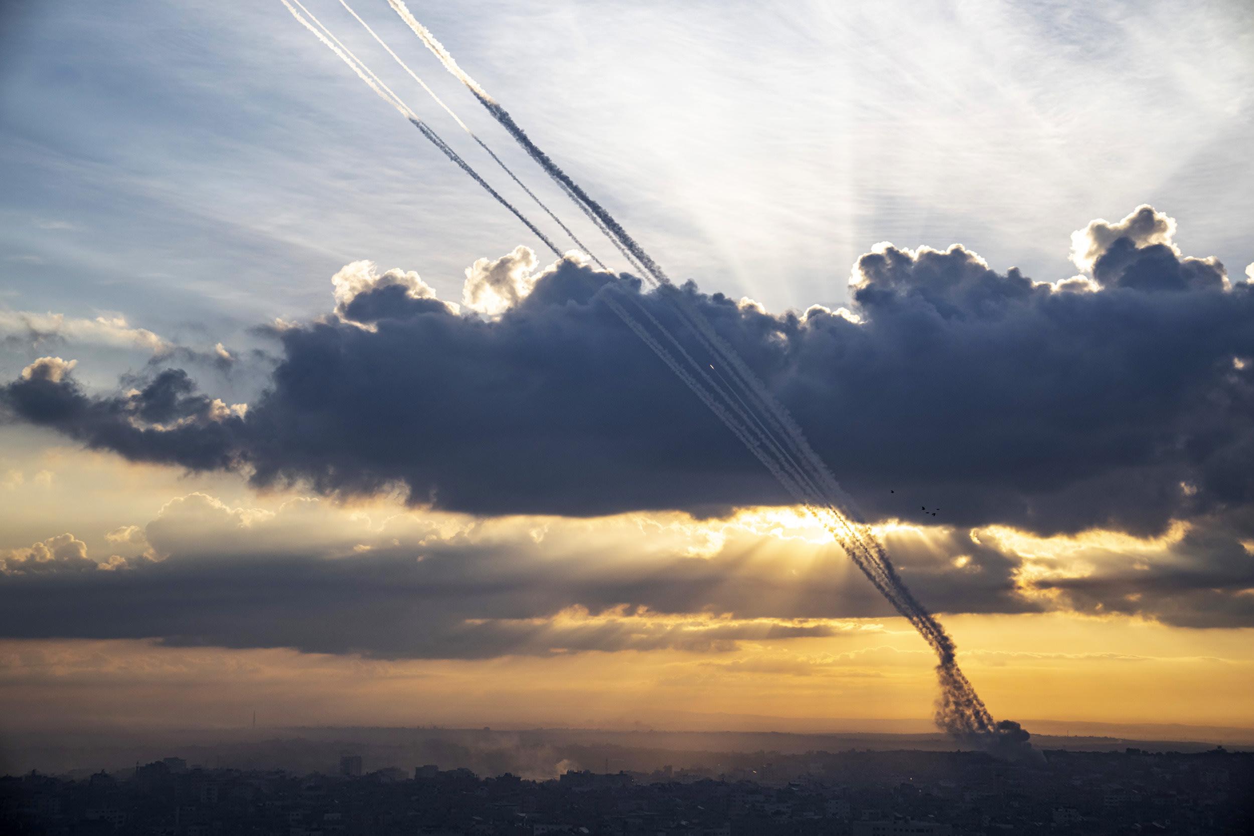 Rocket fire from Gaza as Hamas launch major attack on Israel. 