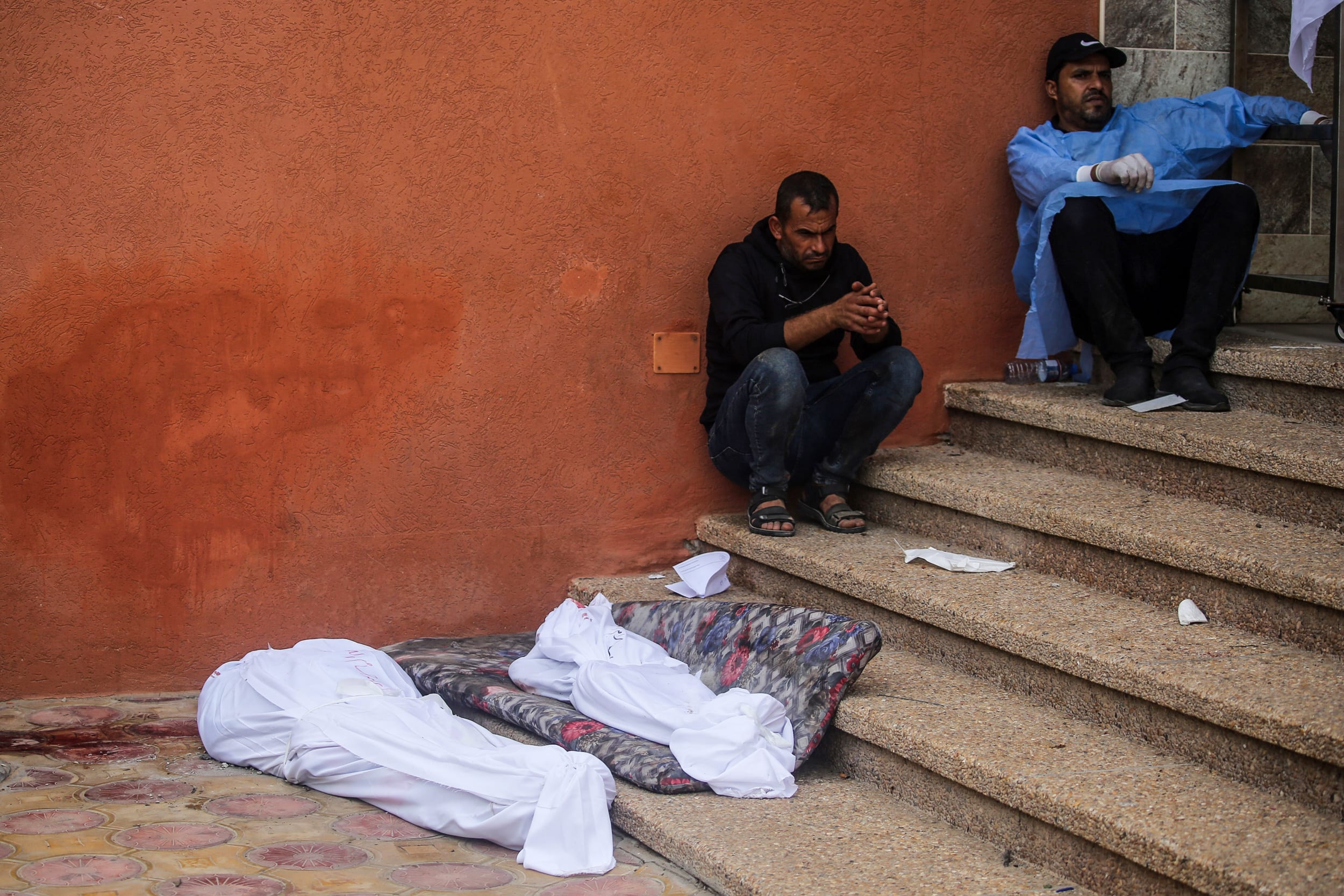 Bodies of people killed during Israeli airstrikes in Khan Yunis, Gaza.