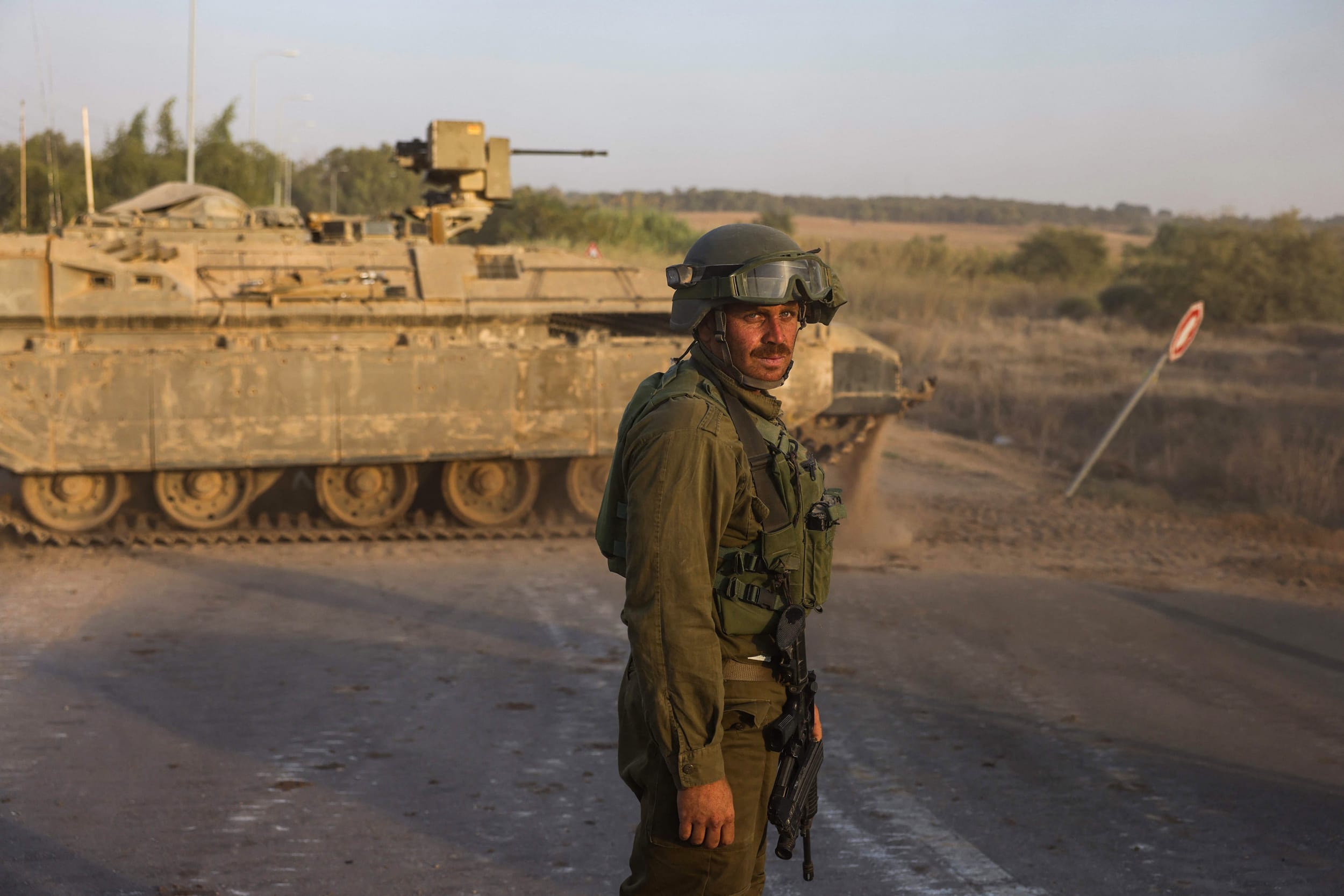 An Israeli soldier at a position near Sderot on the border with the Gaza.