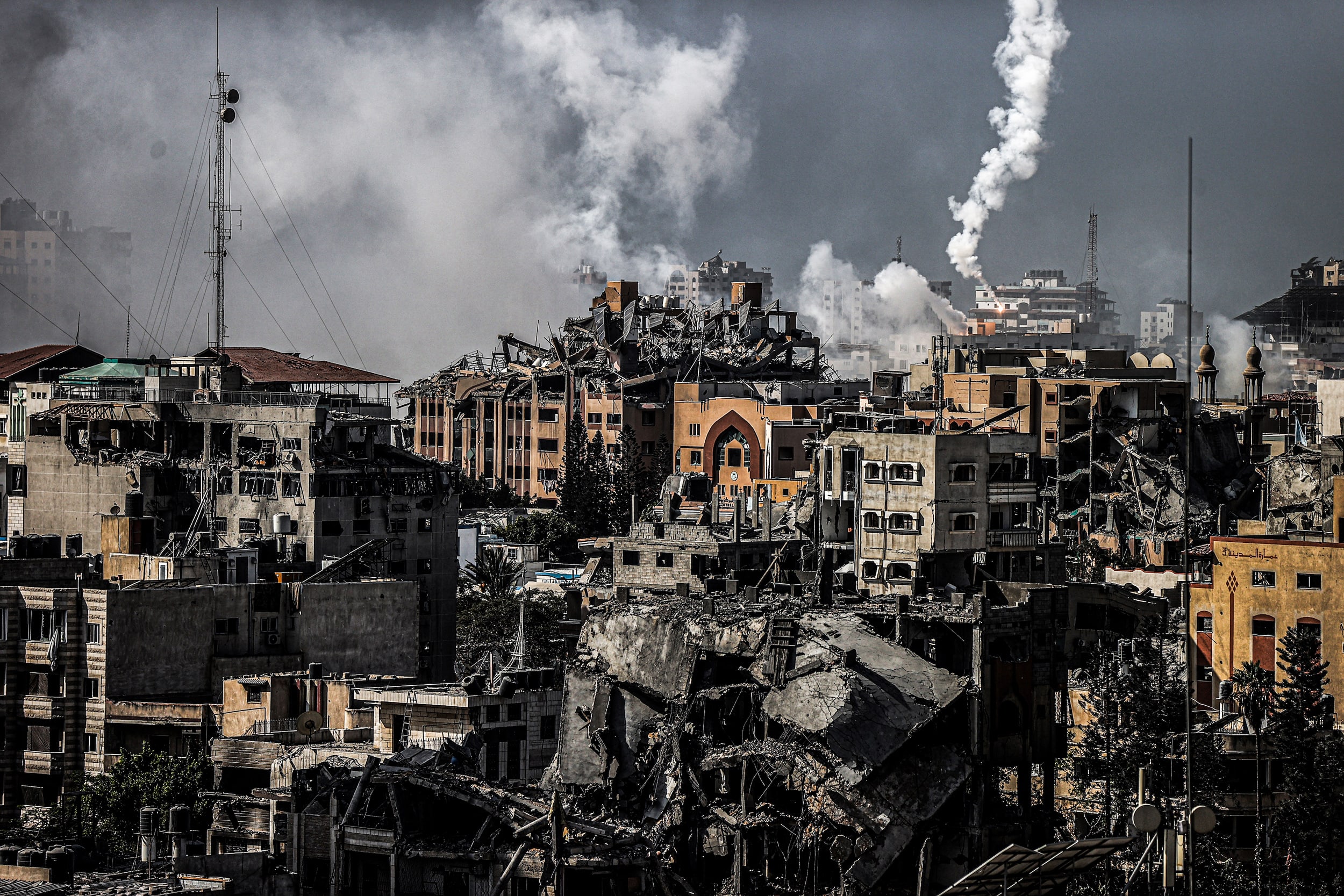 Smoke rises over Gaza City.