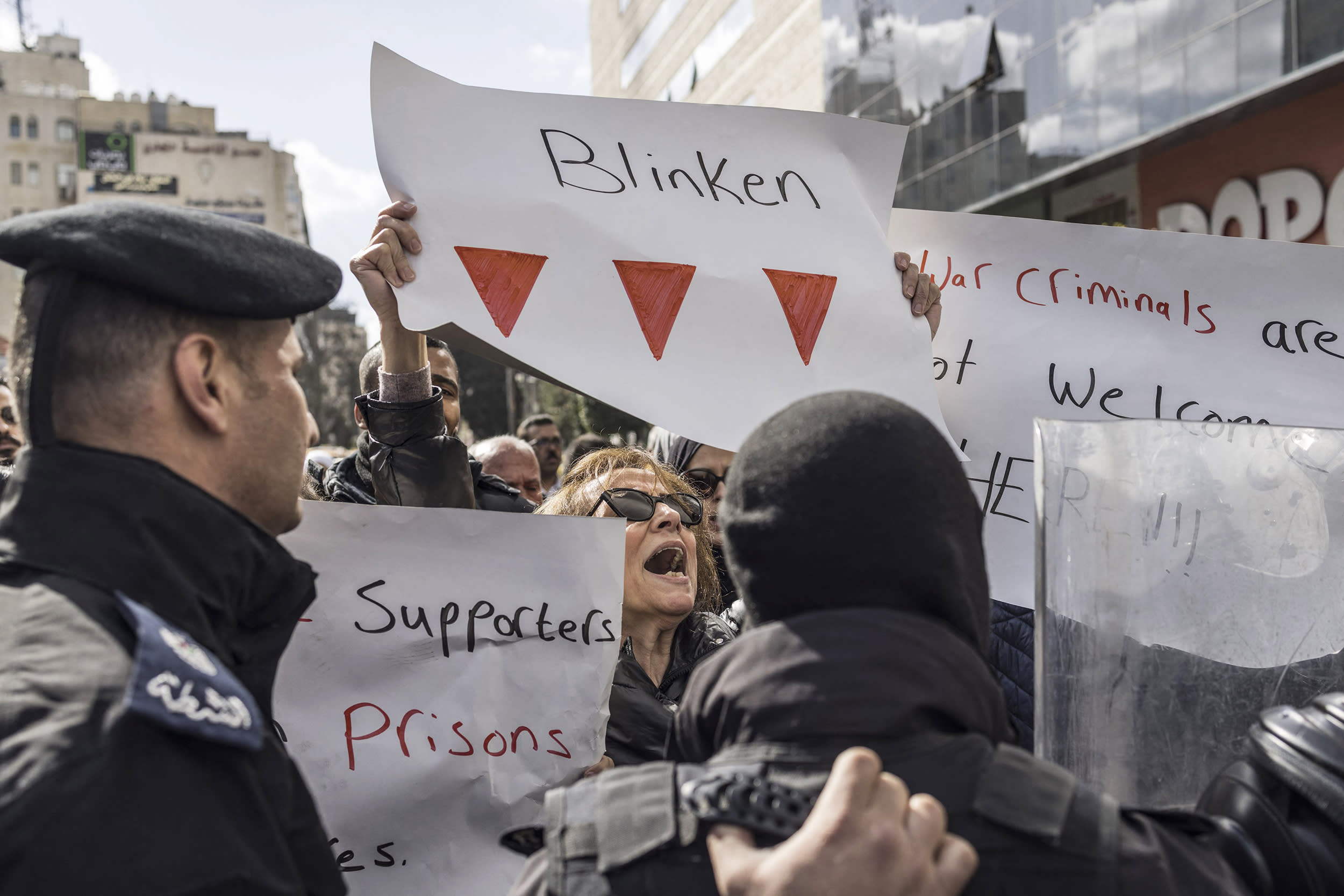 Palestinian Protest Blinken West Bank