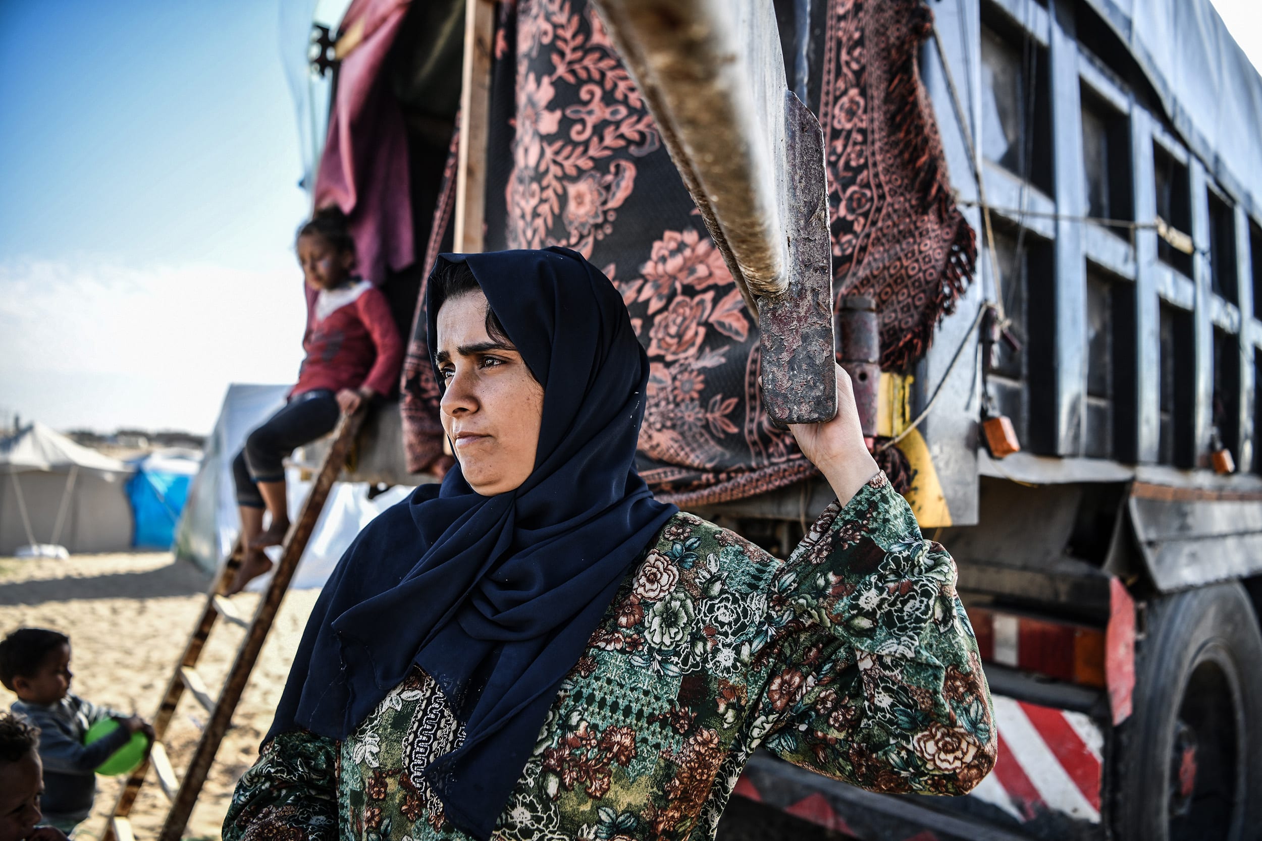 The Palestinian family left their home and took refuge in Rafah province to protect themselves from Israeli bombardments.