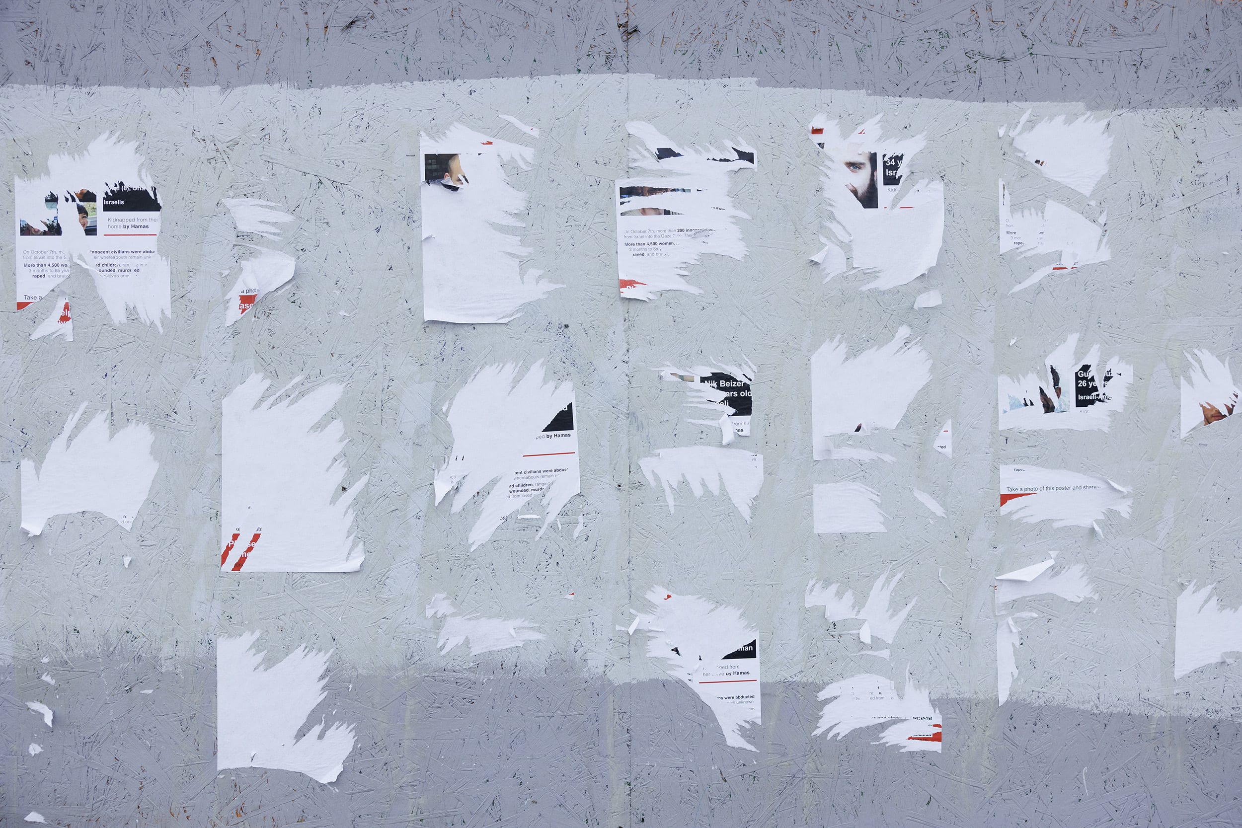 In an attempt to galvanise support, Artists Nitzan Mintz and Dede Bandaid designed the now ubiquitous posters, which can be seen on walls and posts in cities across the world. Many of the posters however continue to be torn down by those apposed to Israel, in particular their governments response to the October 7 attacks. 