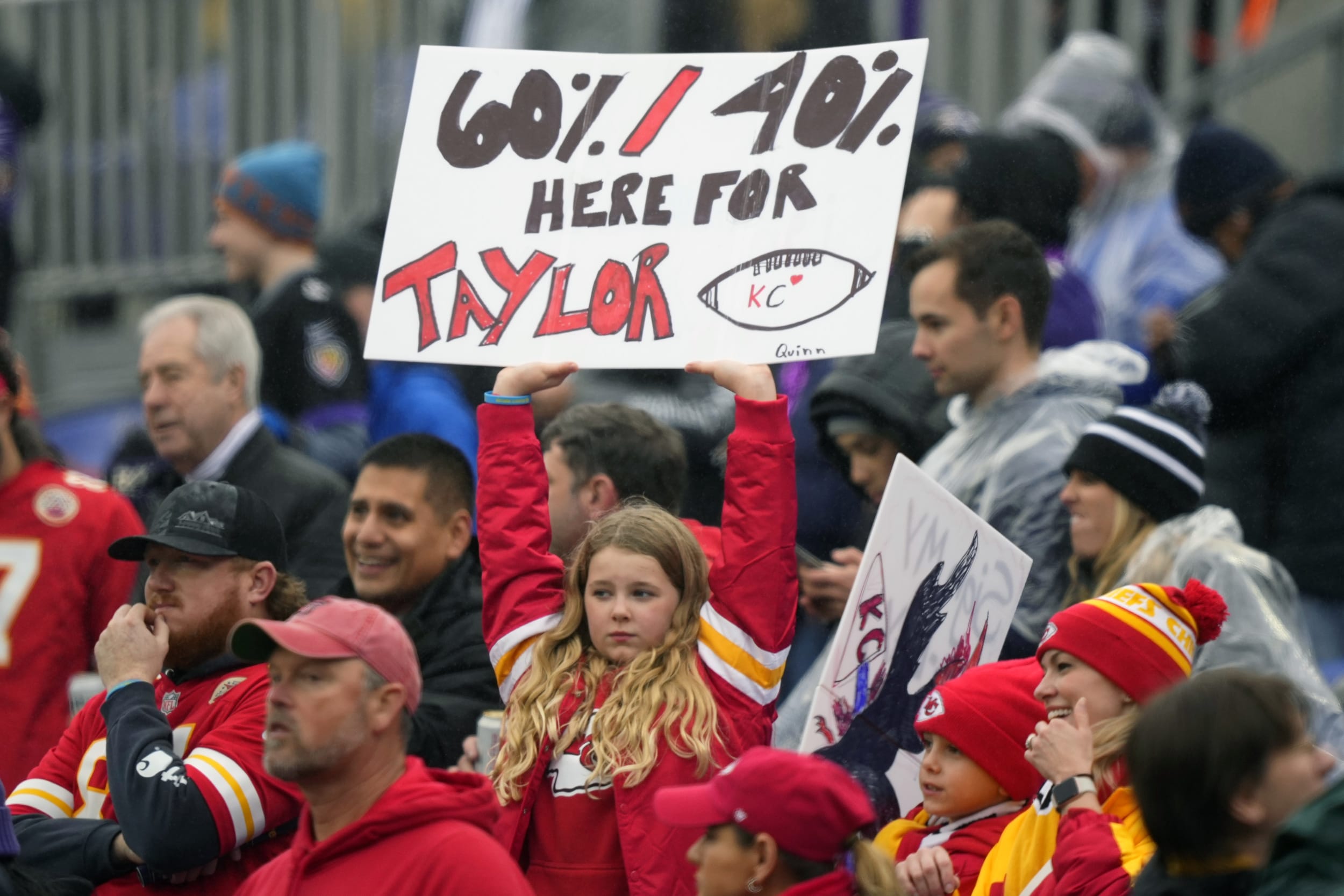A fan holds a sign for Taylor Swift